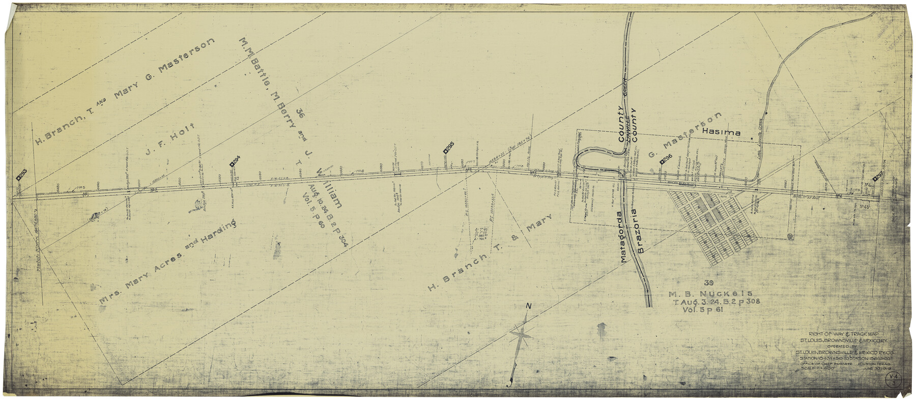 64613, Right of Way & Track Map, St. Louis, Brownsville & Mexico Ry. operated by St. Louis, Brownsville & Mexico Ry. Co., General Map Collection