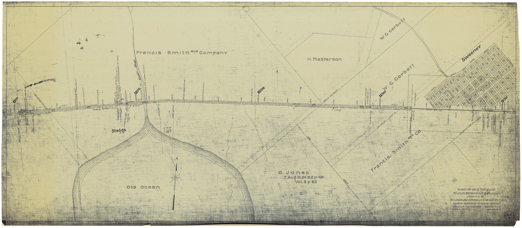 64614, Right of Way & Track Map, St. Louis, Brownsville & Mexico Ry. operated by St. Louis, Brownsville & Mexico Ry. Co., General Map Collection