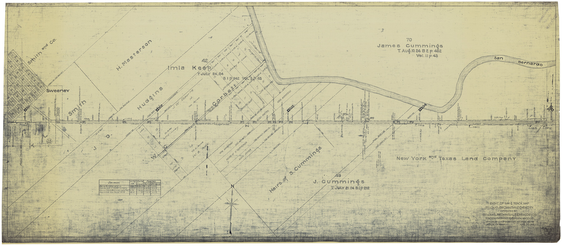 64615, Right of Way & Track Map, St. Louis, Brownsville & Mexico Ry. operated by St. Louis, Brownsville & Mexico Ry. Co., General Map Collection