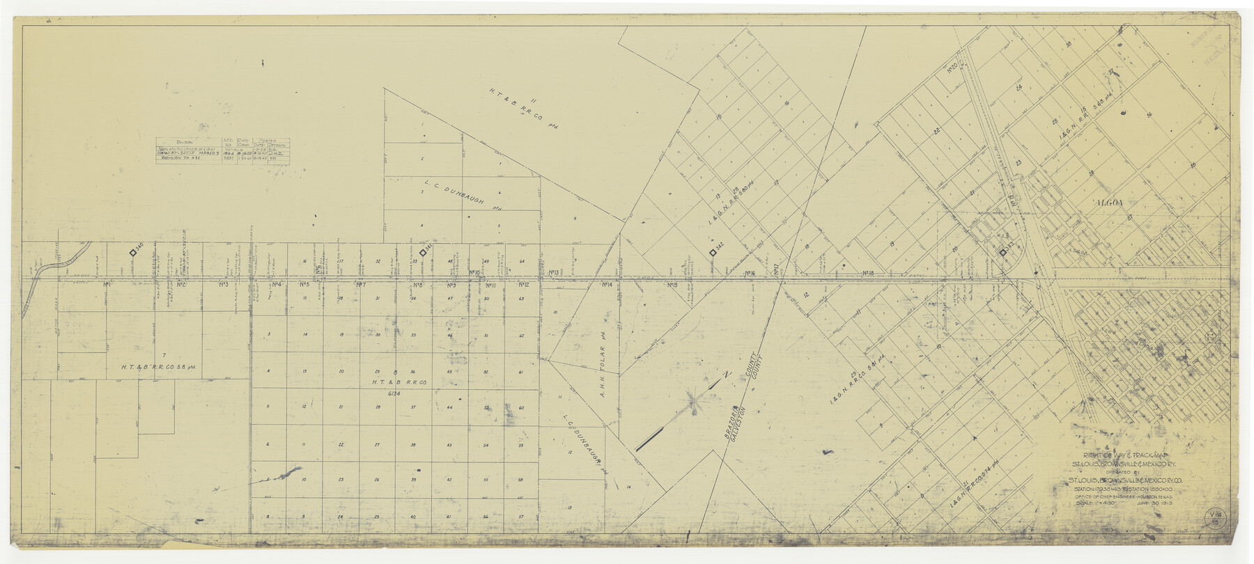 64625, Right of Way & Track Map, St. Louis, Brownsville & Mexico Ry. operated by St. Louis, Brownsville & Mexico Ry. Co., General Map Collection