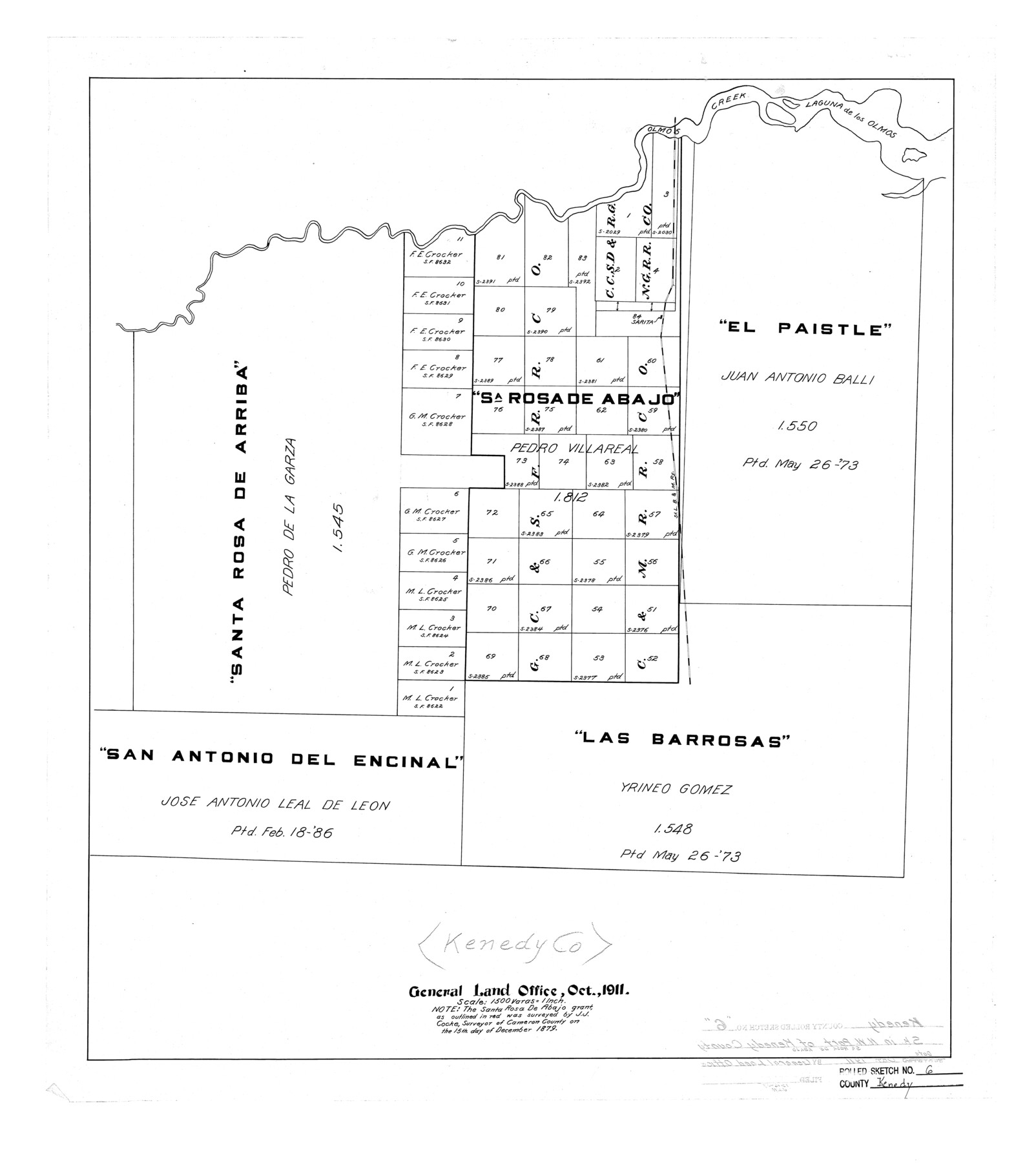 6463, Kenedy County Rolled Sketch 6, General Map Collection