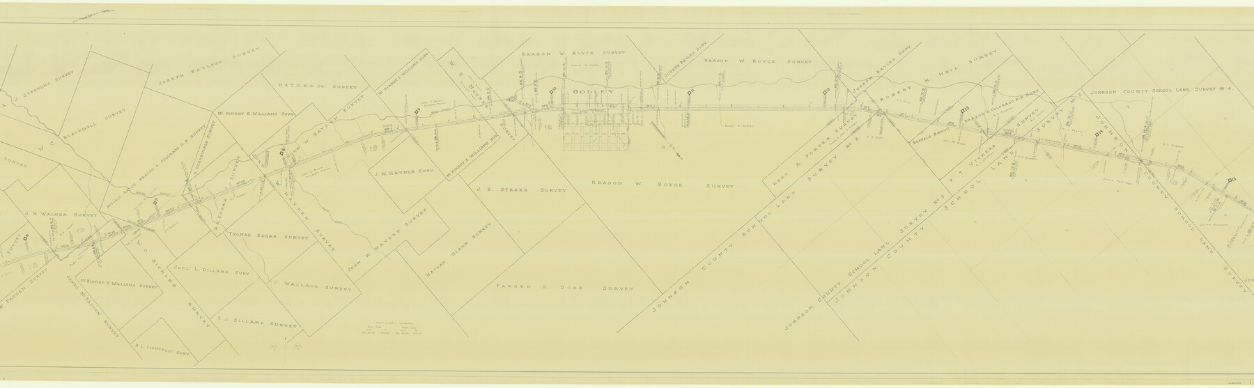 64648, [G. C. & S. F. Ry. Northern-Division, Alignment and Right of Way Map, Weatherford Branch, Johnson and Hood Counties, Texas], General Map Collection
