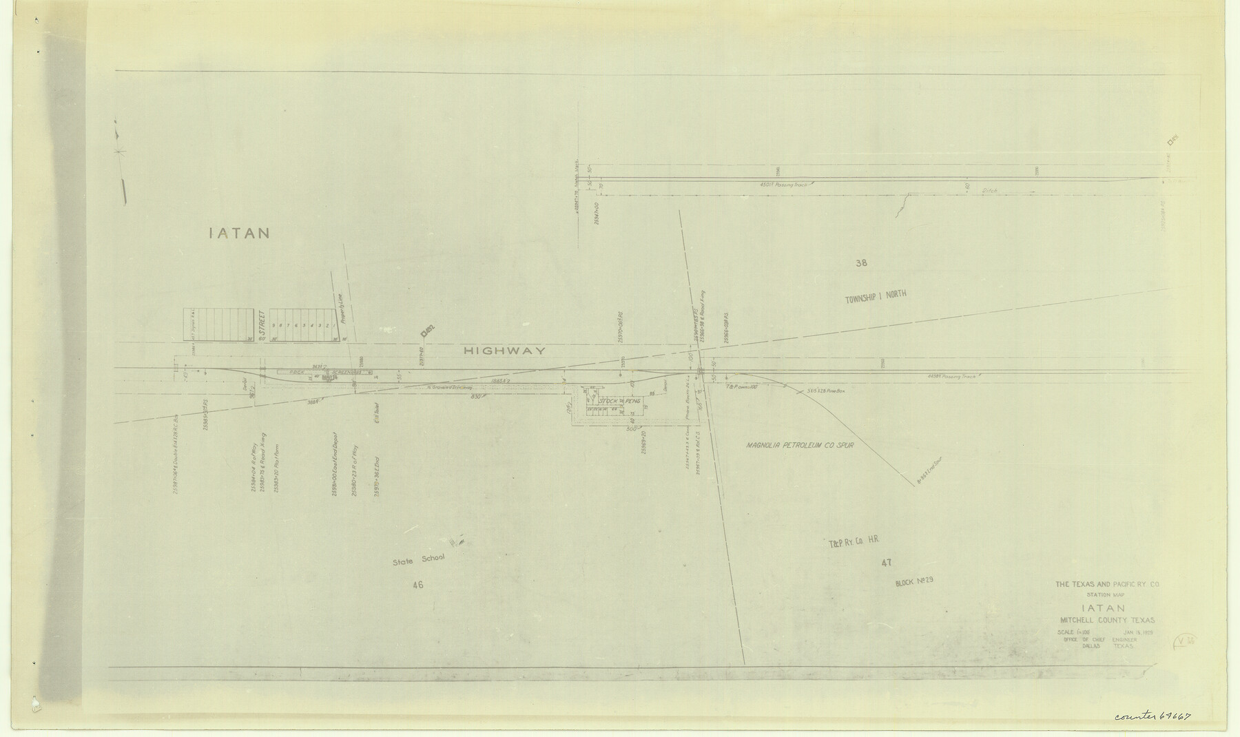 64667, The Texas and Pacific Ry. Co., Station Map, Iatan, Mitchell County, Texas, General Map Collection