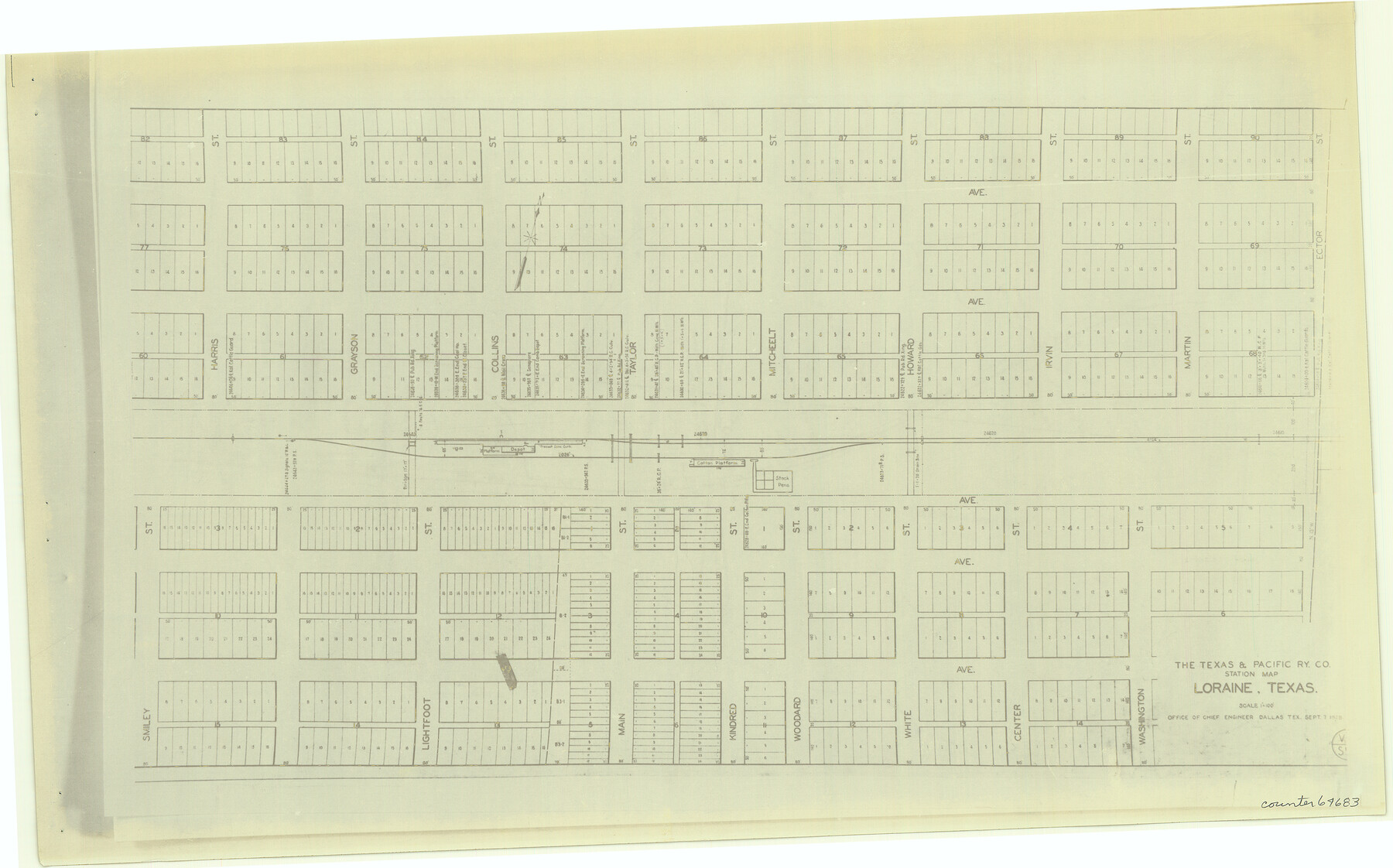 64683, The Texas and Pacific Ry. Co., Station Map, Loraine, Texas, General Map Collection