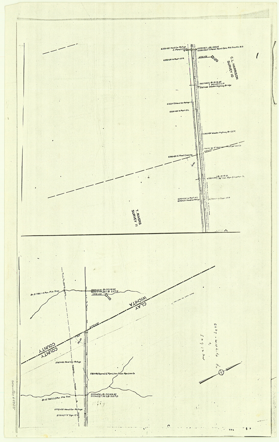 64725, [F. W. & D. C. Ry. Co. Alignment and Right of Way Map, Clay County], General Map Collection