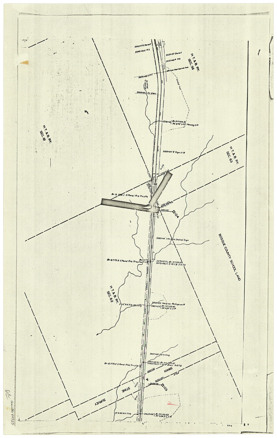 64727, [F. W. & D. C. Ry. Co. Alignment and Right of Way Map, Clay County], General Map Collection