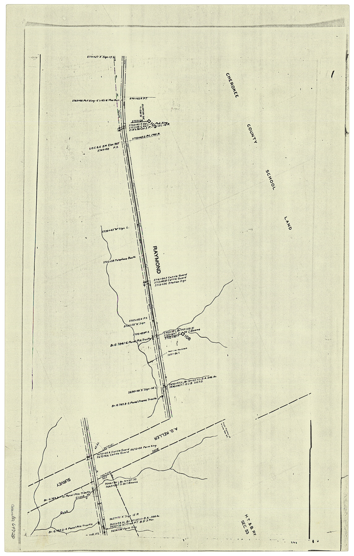 64728, [F. W. & D. C. Ry. Co. Alignment and Right of Way Map, Clay County], General Map Collection