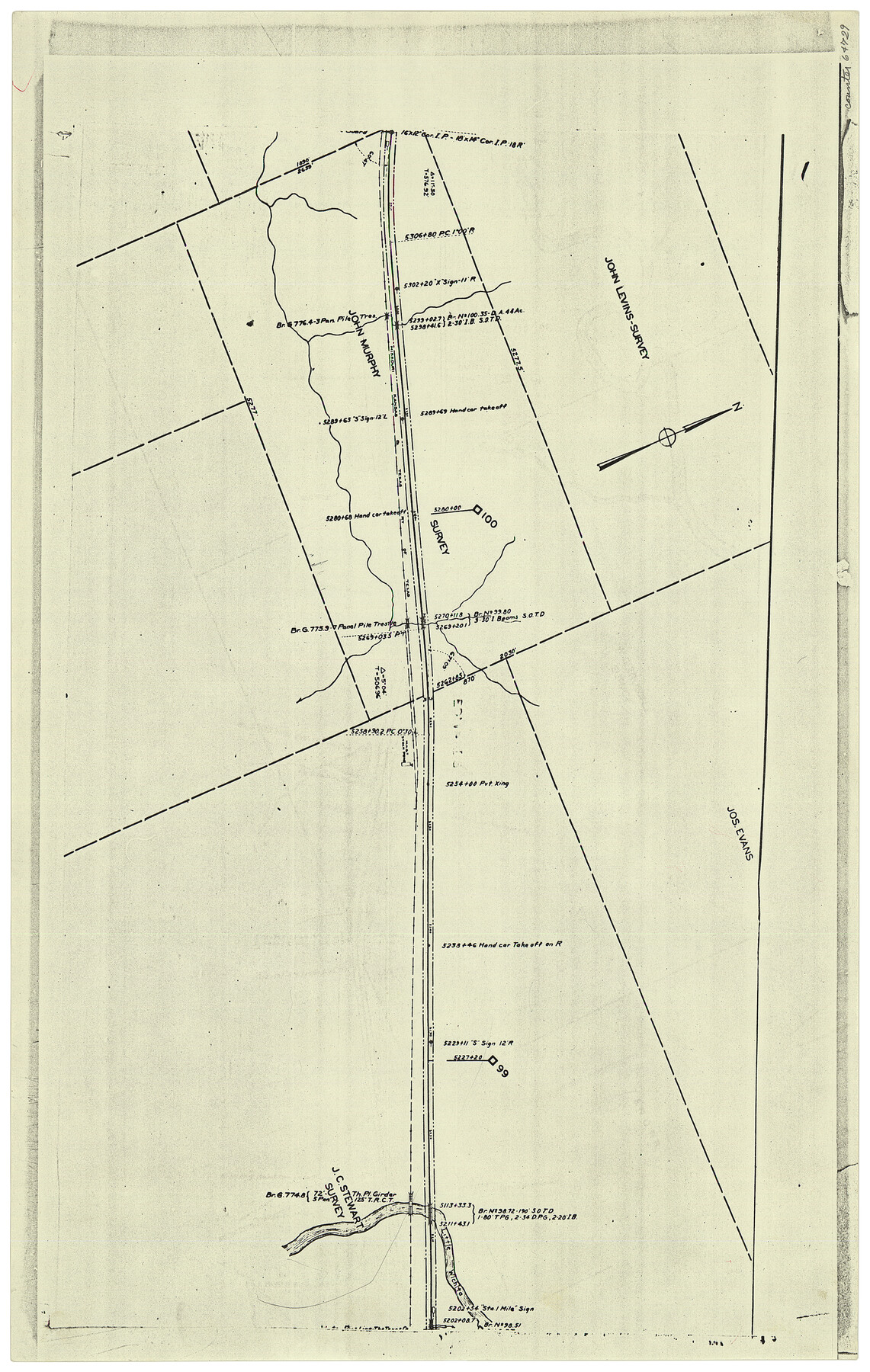 64729, [F. W. & D. C. Ry. Co. Alignment and Right of Way Map, Clay County], General Map Collection