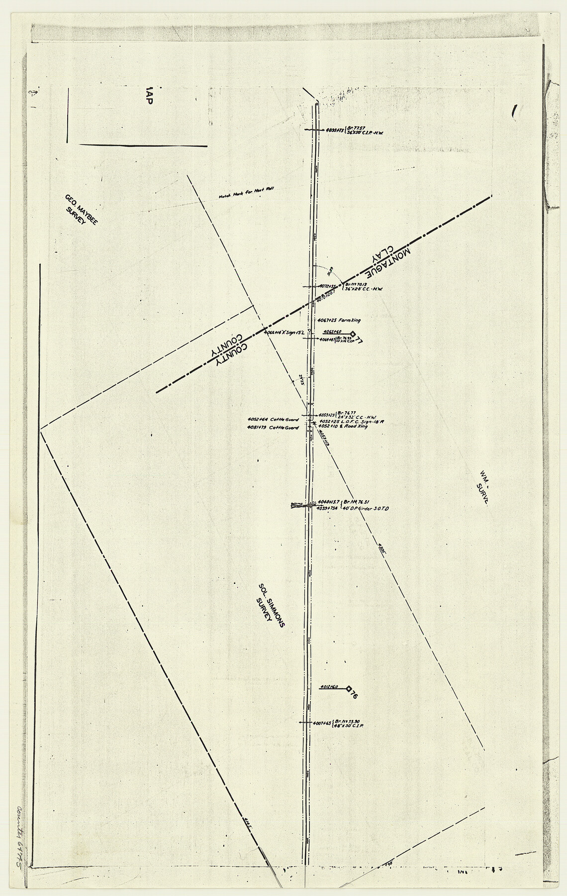 64745, [F. W. & D. C. Ry. Co. Alignment and Right of Way Map, Clay County], General Map Collection