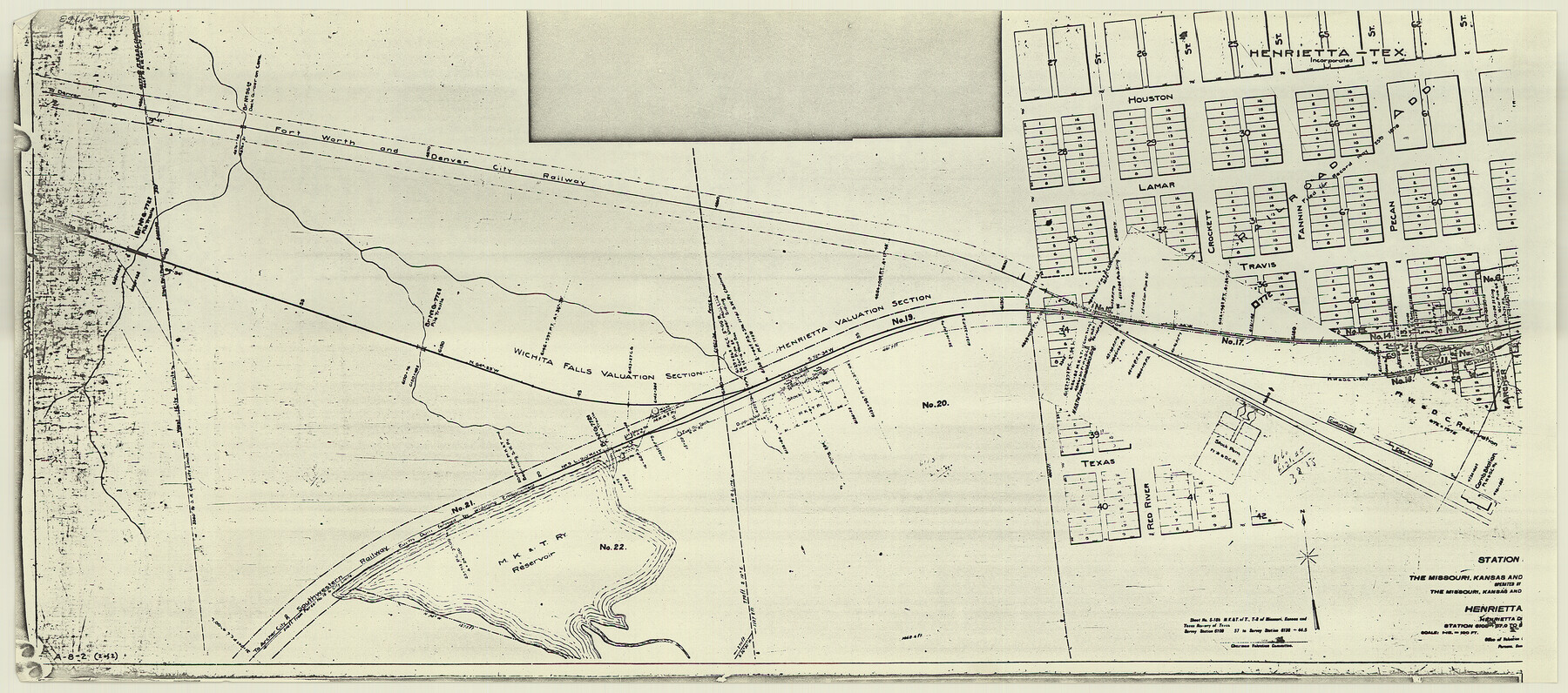 64763, Station Map, the Missouri, Kansas and Texas Ry. Of Texas - Henrietta Division, General Map Collection