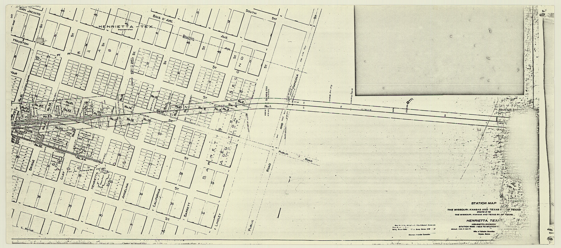 64765, Station Map, the Missouri, Kansas and Texas Ry. Of Texas - Henrietta Division, General Map Collection