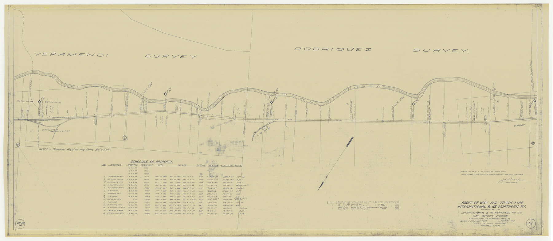 64787, Right of Way and Track Map International & Gt Northern Ry. operated by the International & Gt. Northern Ry. Co., San Antonio Division, General Map Collection