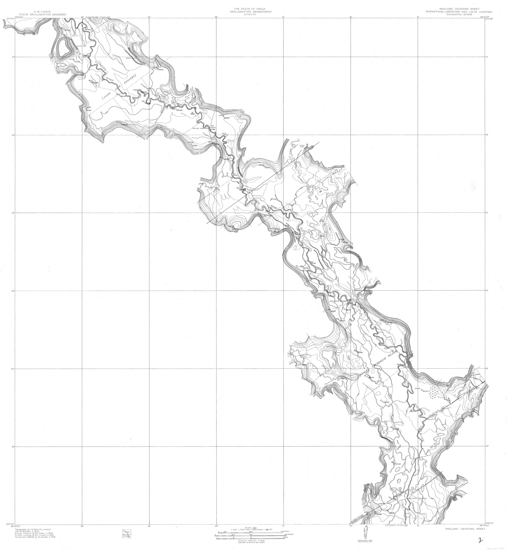 65072, Wayland Crossing Sheet Robertson, Limestone and Leon Counties, Navasota River, General Map Collection