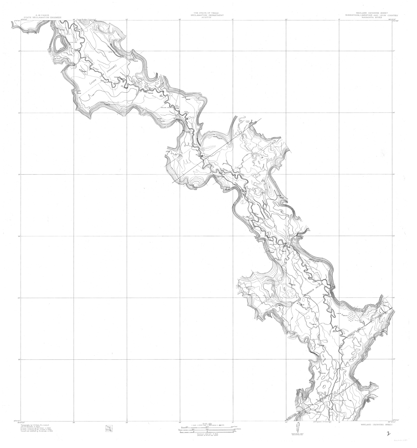 65072, Wayland Crossing Sheet Robertson, Limestone and Leon Counties, Navasota River, General Map Collection