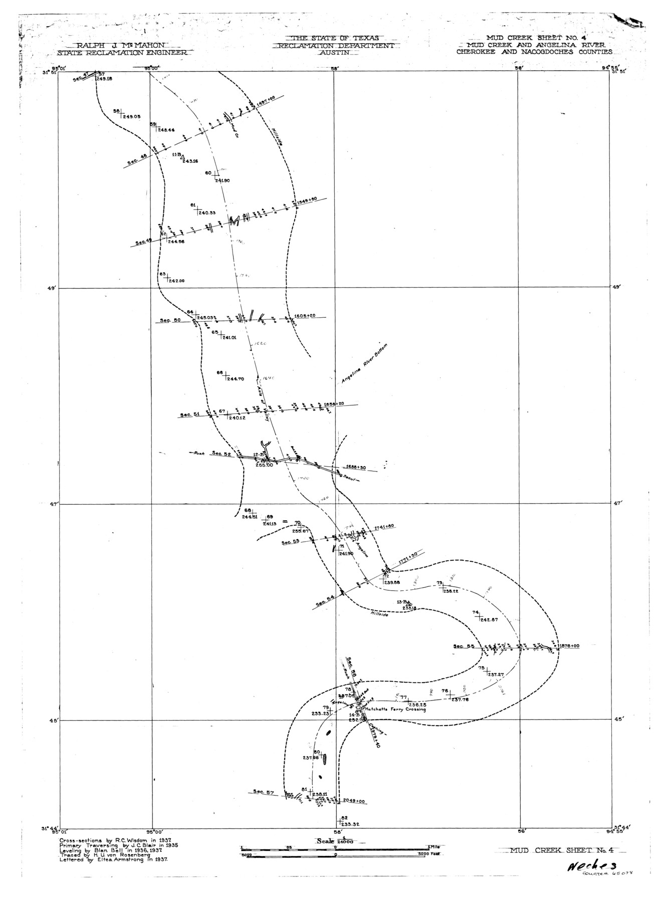 65078, Angelina River, Mud Creek, Sheet 4, General Map Collection