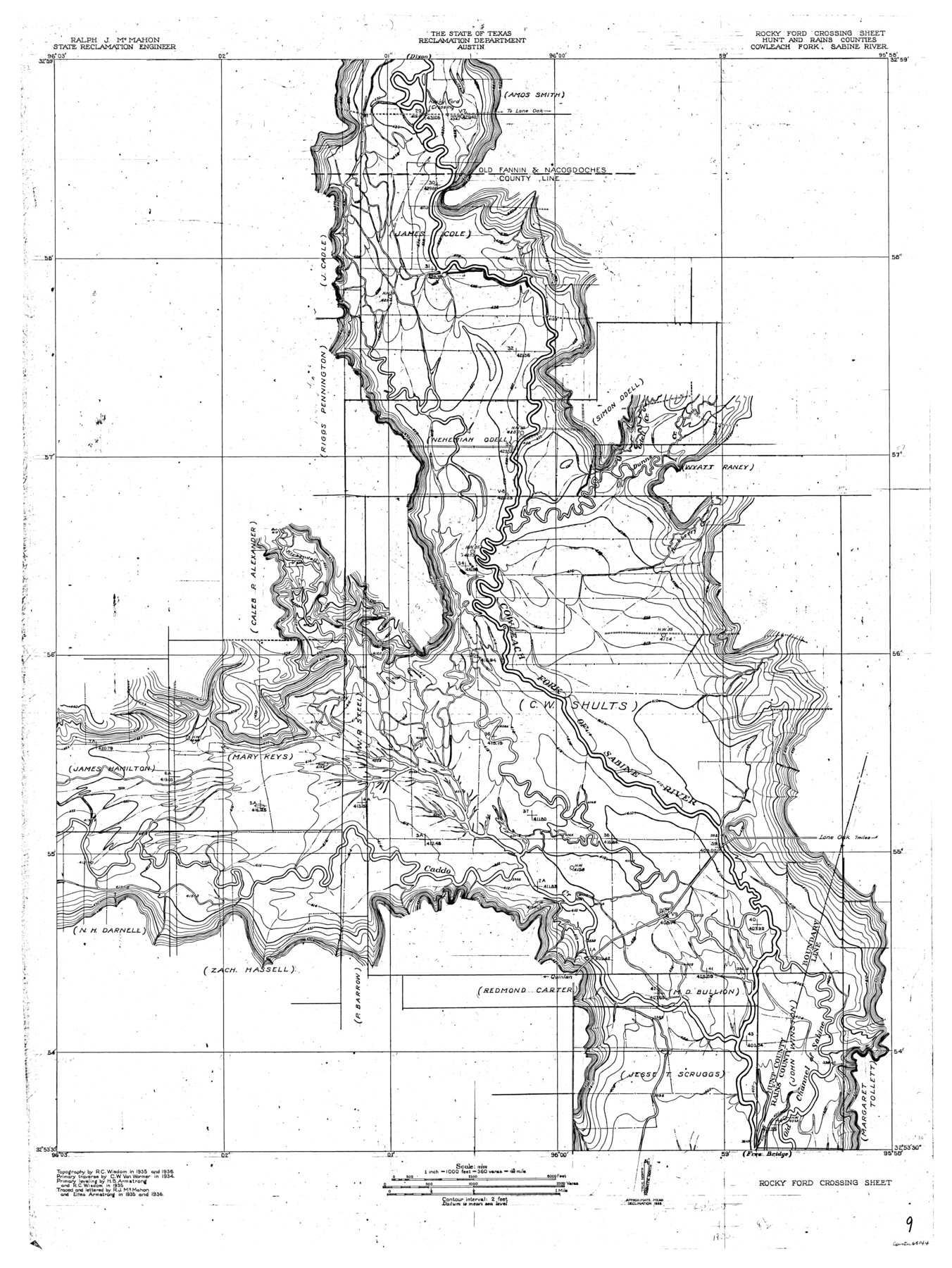 65144, Sabine River, Rocky Ford Crossing Sheet/Cowleach Fork of the Sabine River, General Map Collection