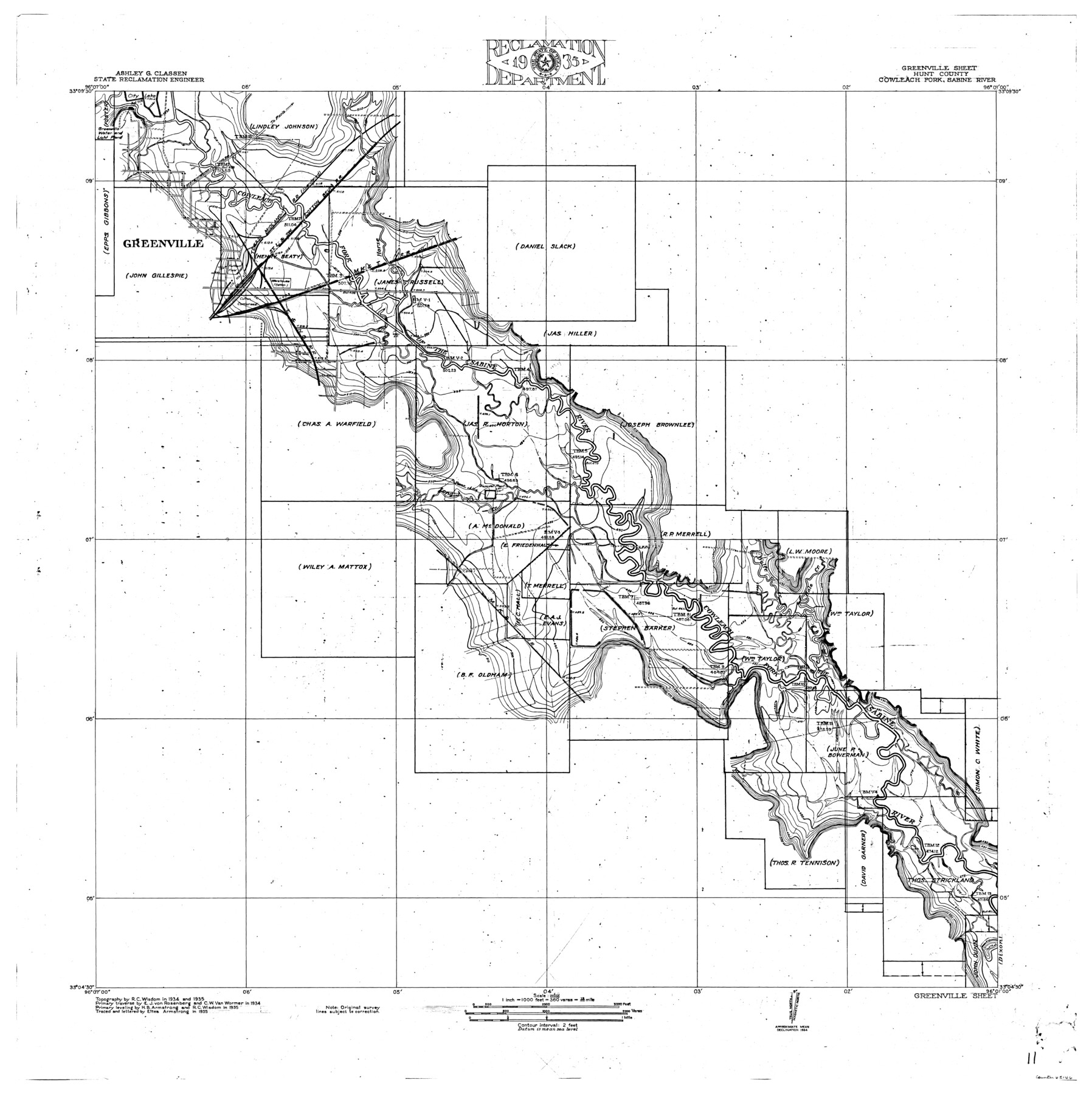 65146, Sabine River, Greenville Sheet/Cowleach Fork of the Sabine River, General Map Collection