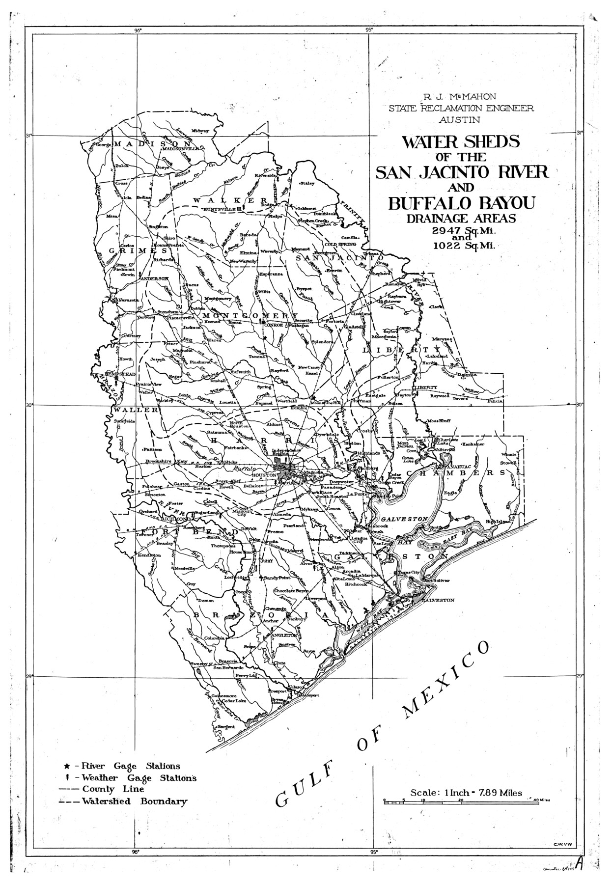 65149, San Jacinto River, Water Sheds of the San Jacinto River and Buffalo Bayou, General Map Collection