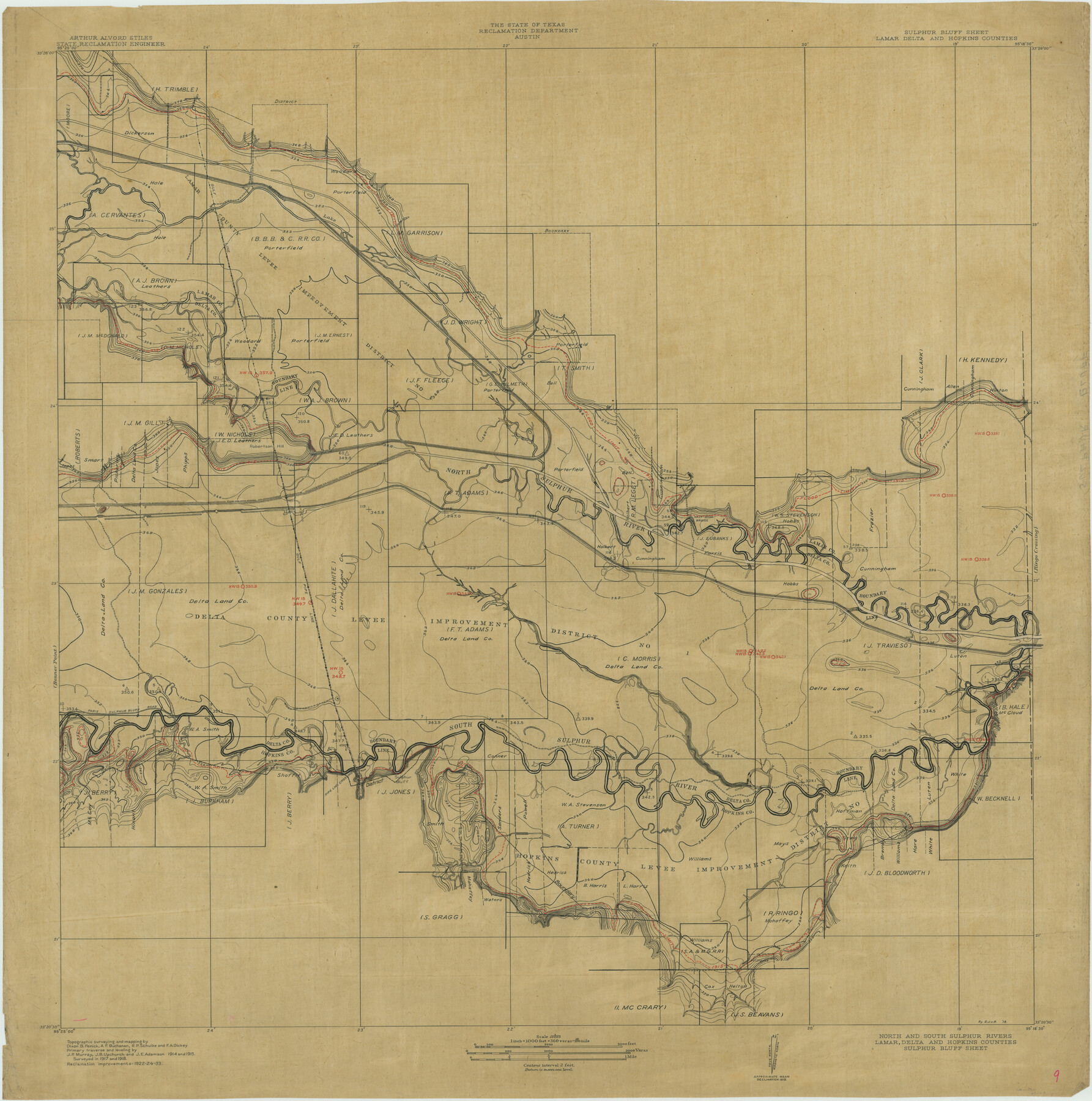 65163, North and South Sulphur Rivers, Sulphur Bluff Sheet, General Map Collection