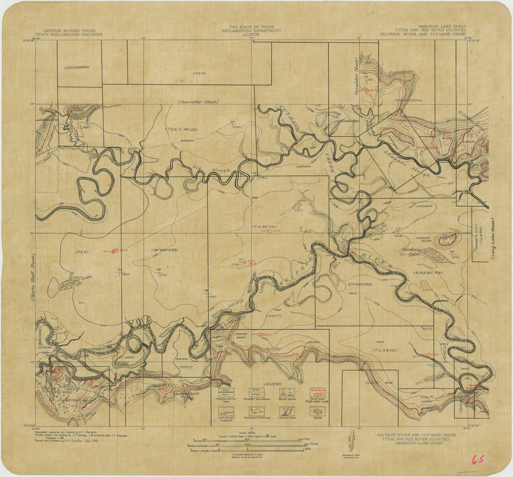 65177, Sulphur River and Cut Hand Creek, Hardison Lake Sheet, General Map Collection