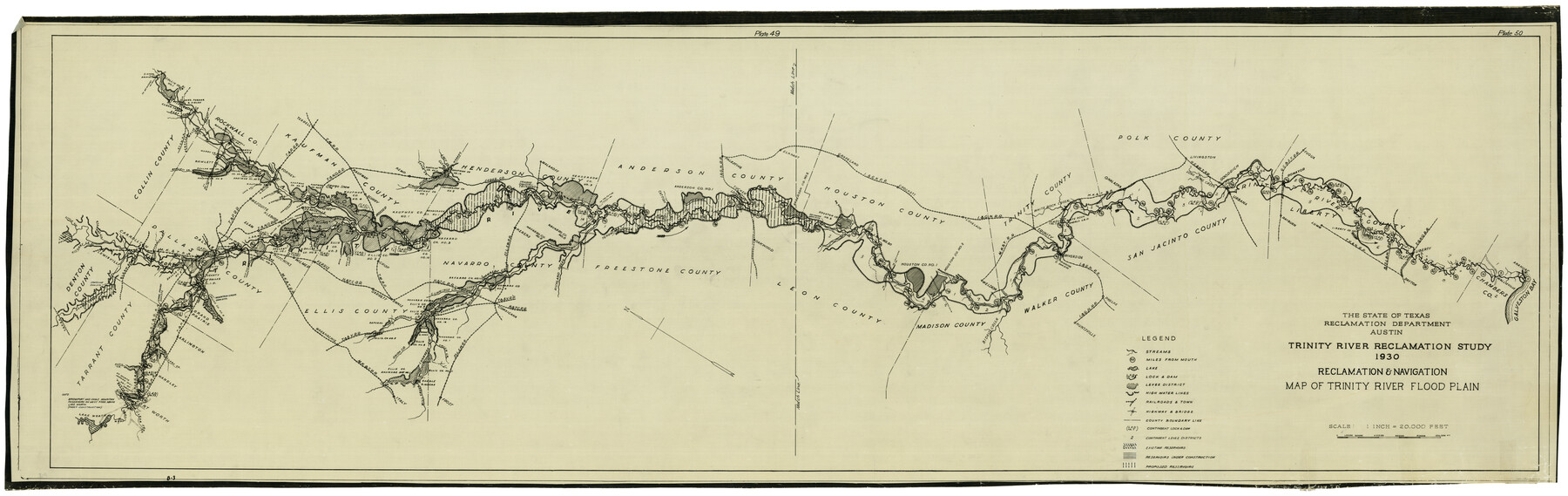 65178, Reclamation & Navigation Map of Trinity River Flood Plain, General Map Collection
