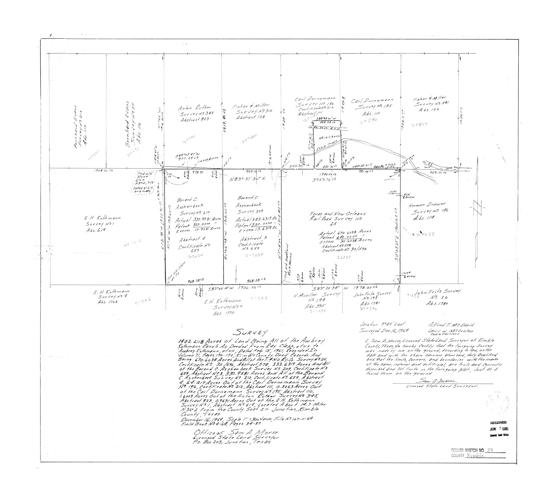 6519, Kimble County Rolled Sketch 29, General Map Collection