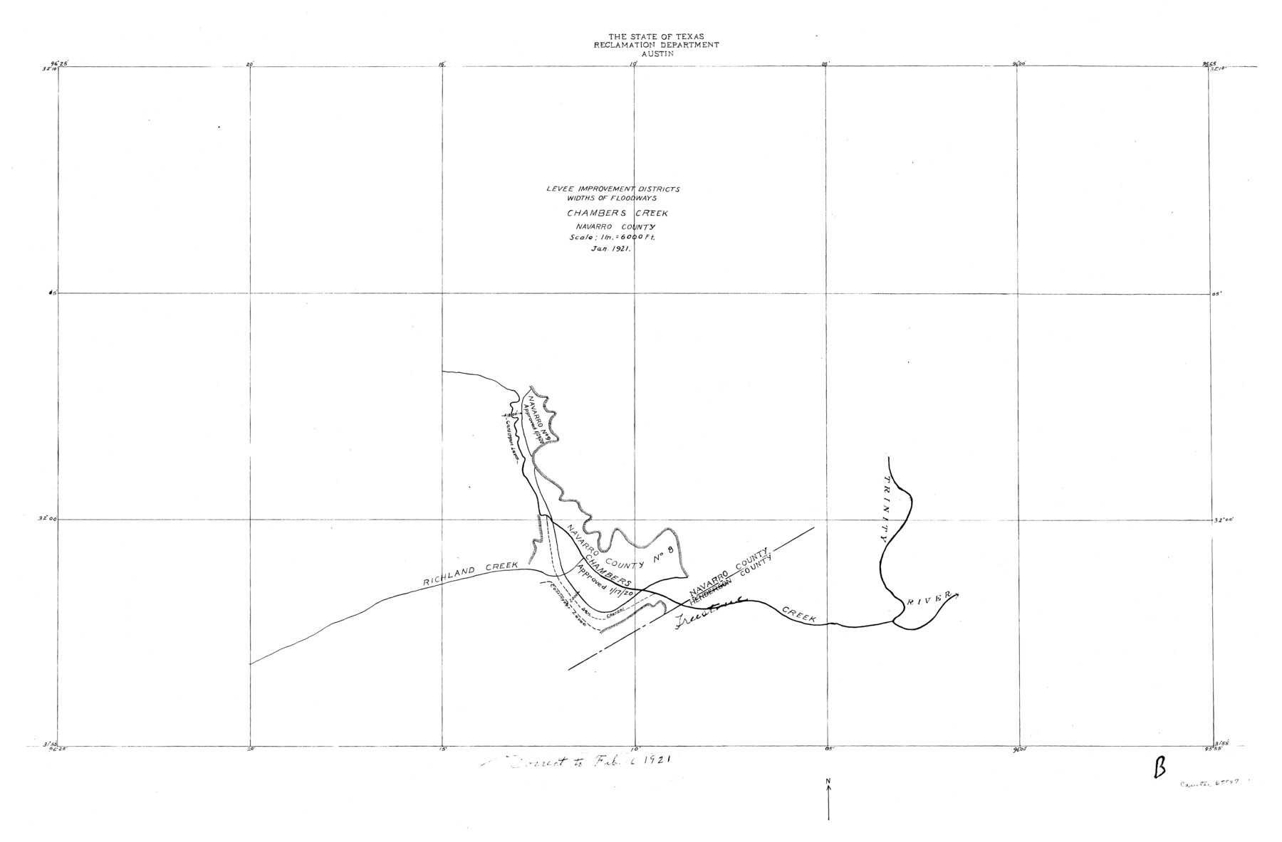 65247, Trinity River, Levee Improvement Districts Widths of Floodways/Chambers Creek, General Map Collection