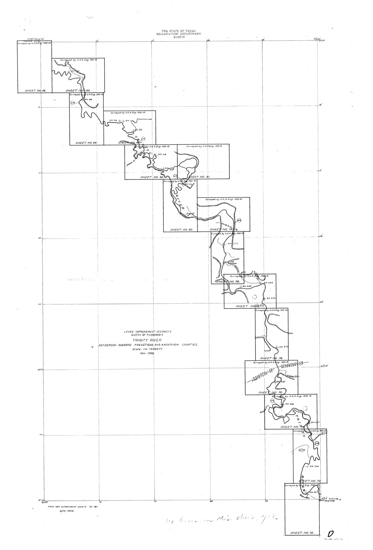 65249, Trinity River, Levee Improvement Districts Widths of Floodways, General Map Collection