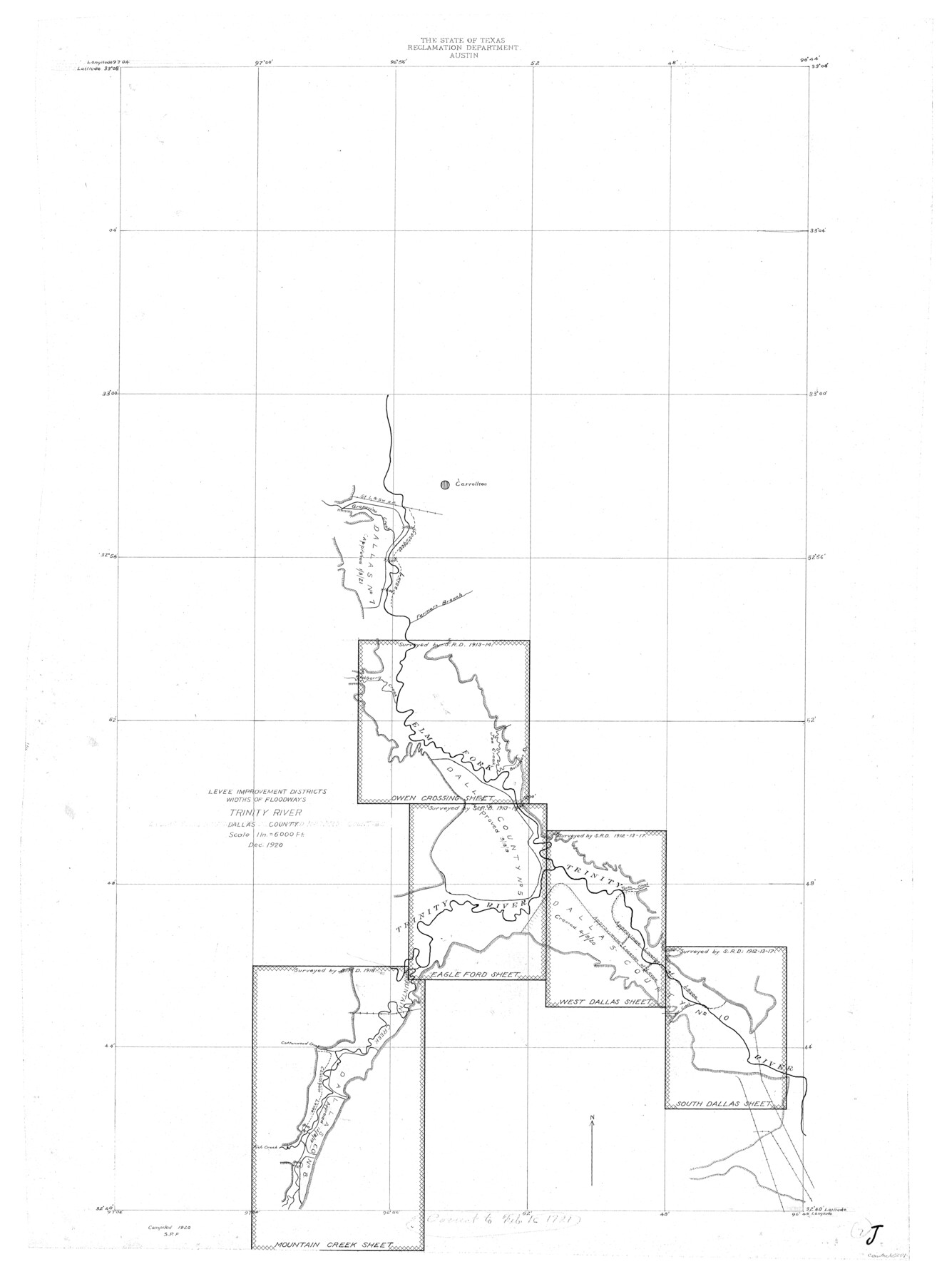 65254, Trinity River, Levee Improvement Districts, Widths of Floodways, General Map Collection