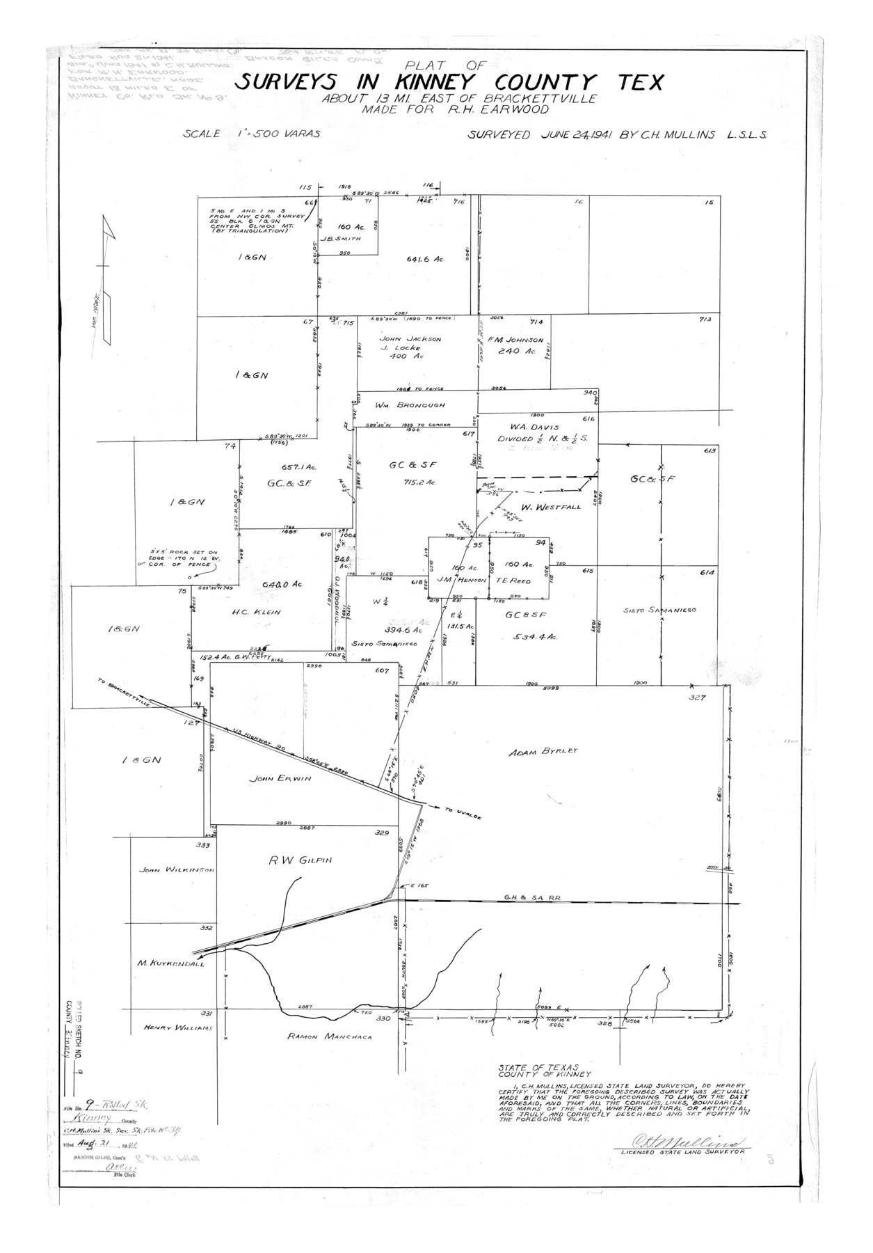 6538, Kinney County Rolled Sketch 9, General Map Collection