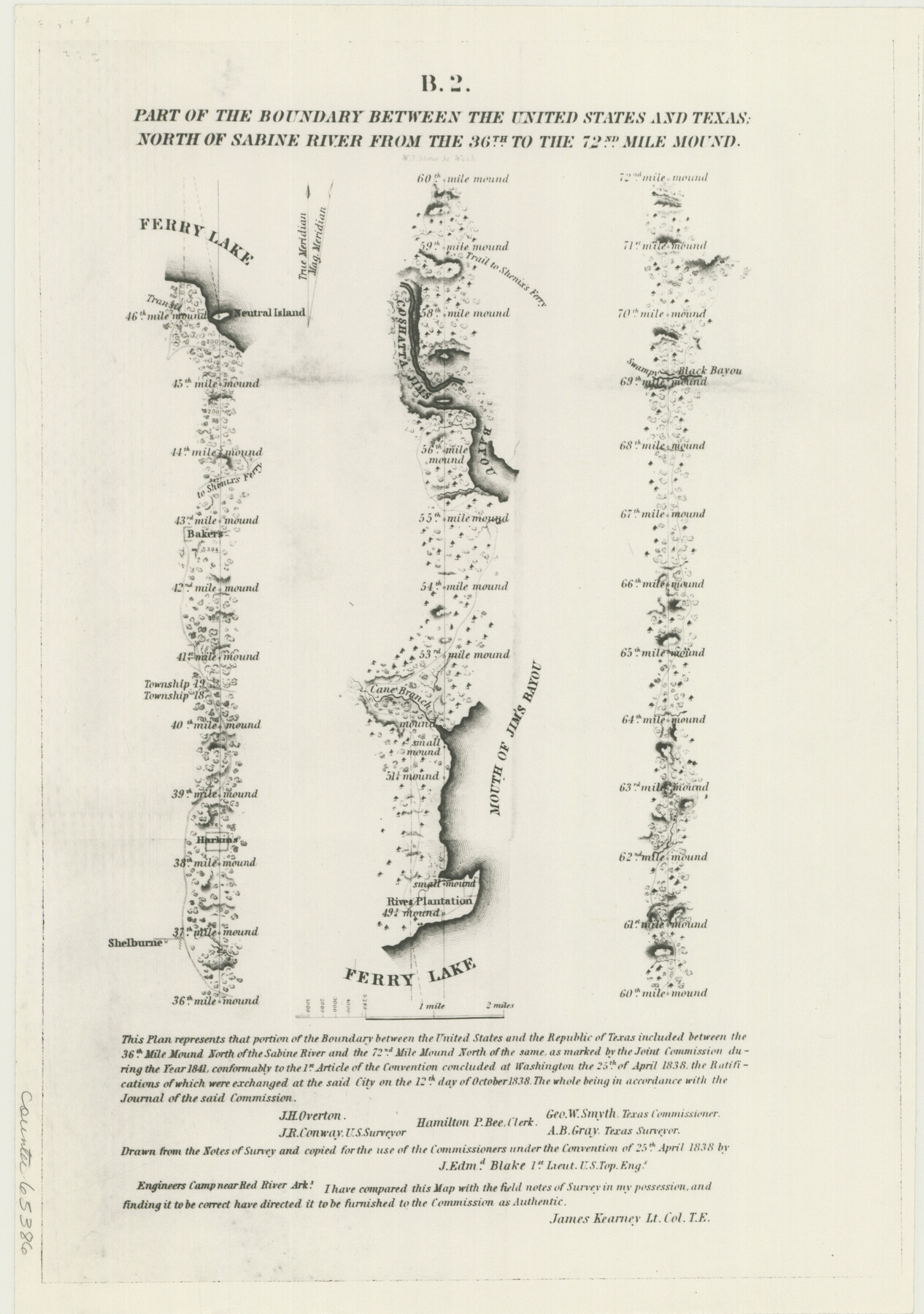 65386, Part of the boundary between the United States and Texas: north of Sabine River from the 36th to the 72nd mile mound (B.2), General Map Collection