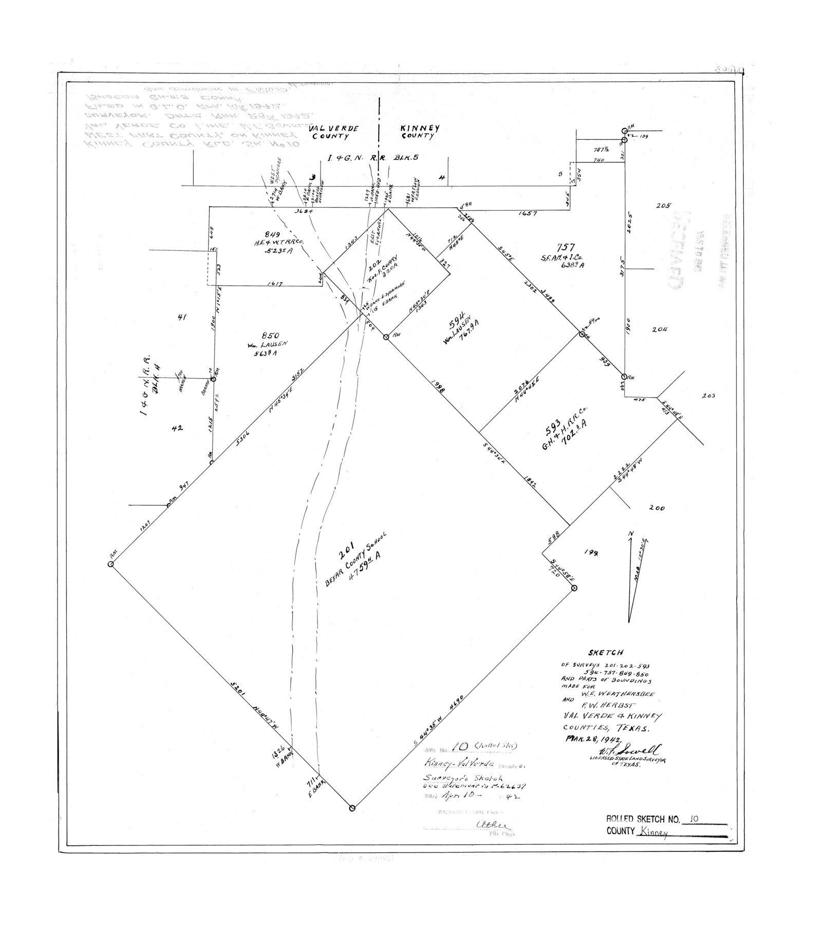 6539, Kinney County Rolled Sketch 10, General Map Collection