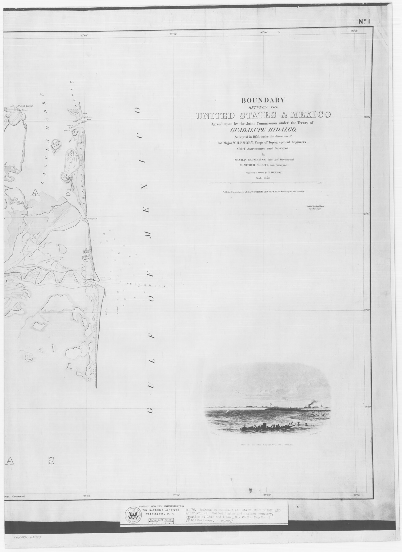 65393, Boundary Between the United States & Mexico Agreed Upon by the Joint Commission under the Treaty of Guadalupe Hidalgo, General Map Collection