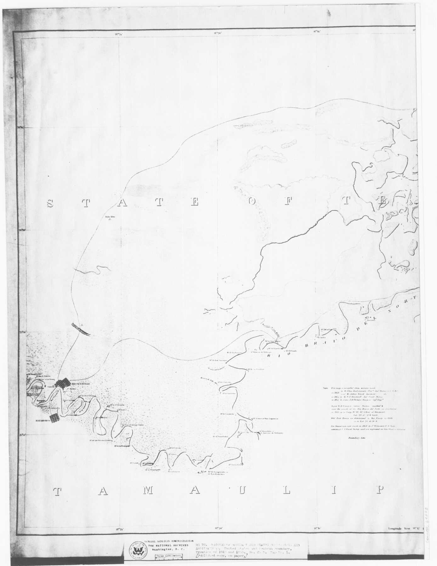 65395, Boundary Between the United States & Mexico Agreed Upon by the Joint Commission under the Treaty of Guadalupe Hidalgo, General Map Collection