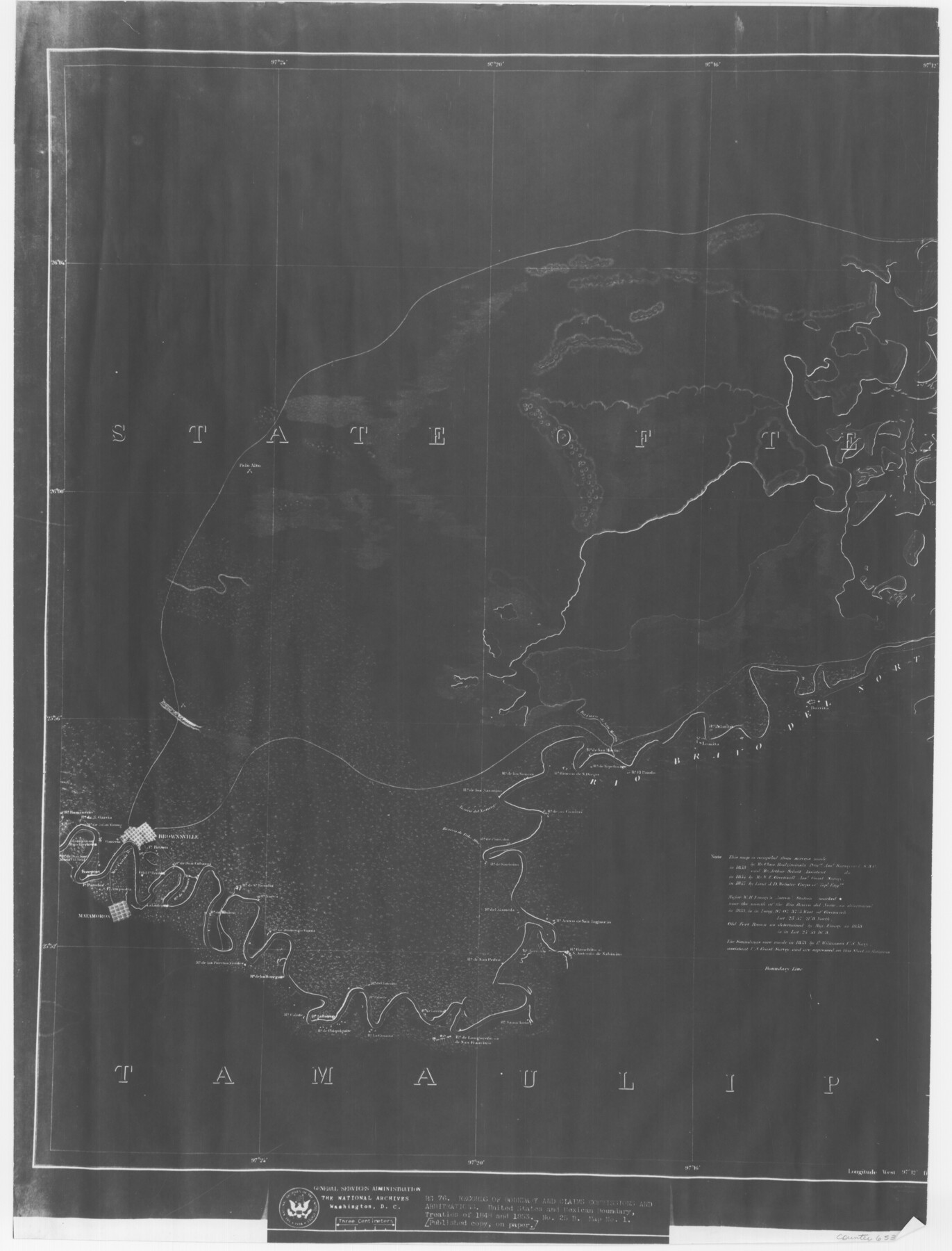 65396, Boundary Between the United States & Mexico Agreed Upon by the Joint Commission under the Treaty of Guadalupe Hidalgo, General Map Collection