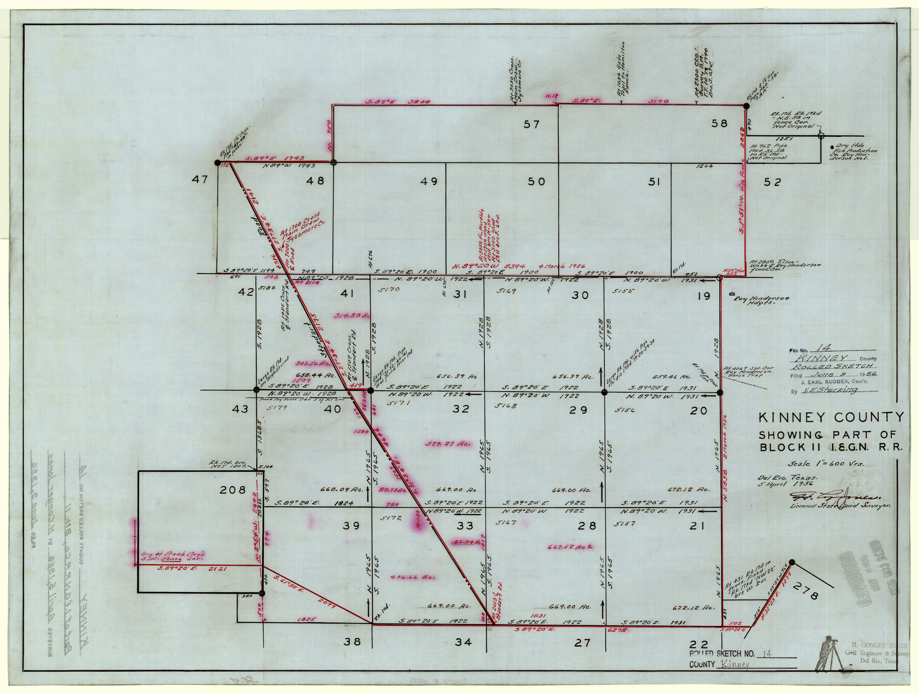6543, Kinney County Rolled Sketch 14, General Map Collection