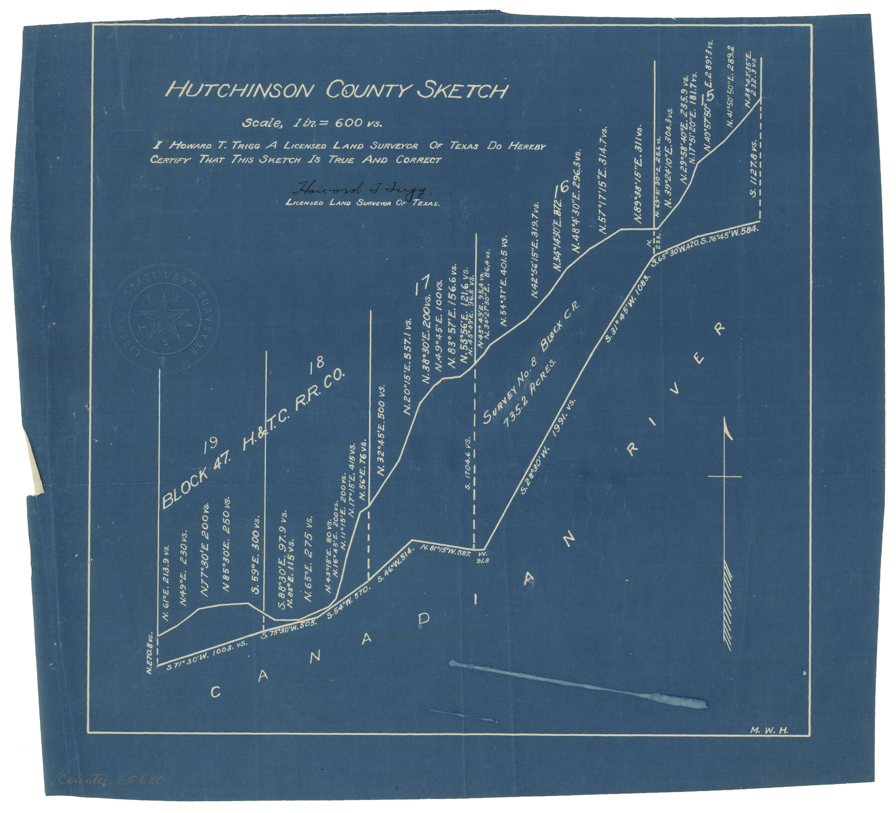 65680, [Sketch for Mineral Application 15559 - Hutchinson County, Canadian River], General Map Collection
