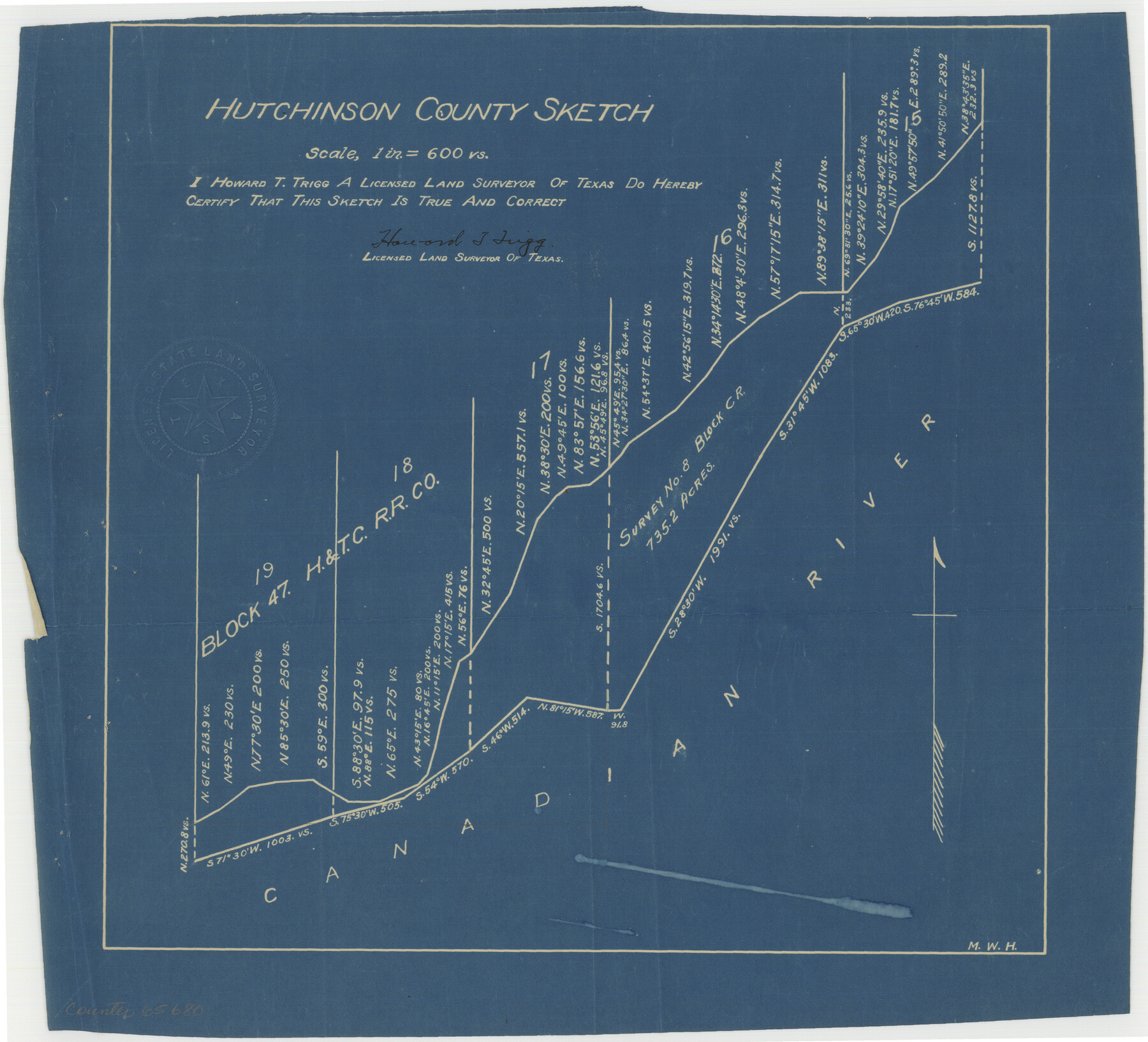 65680, [Sketch for Mineral Application 15559 - Hutchinson County, Canadian River], General Map Collection