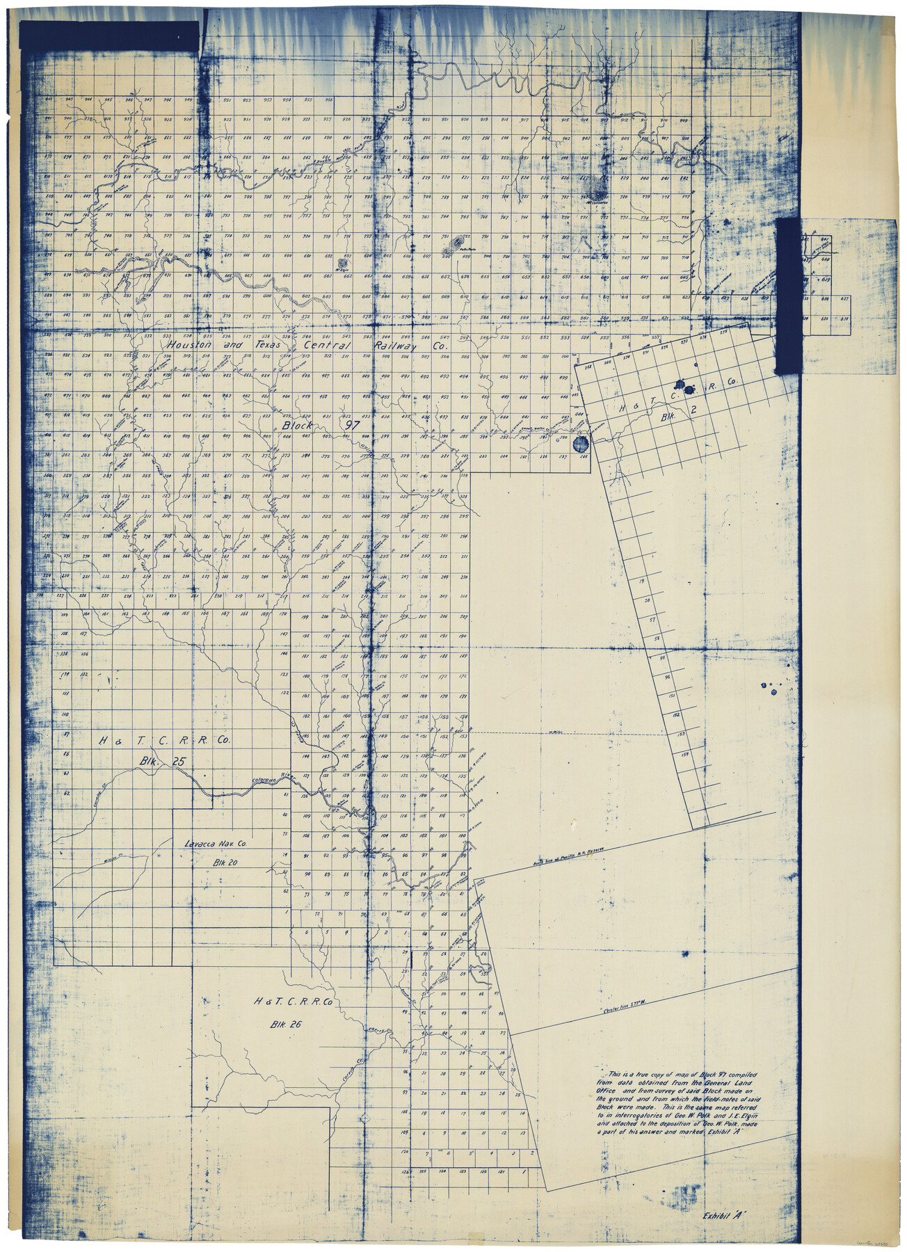 65690, [Map of Block 97, Borden and Scurry Co (Exhibit A); Map of Southeastern part of Young Territory; Map of part of of Borden, Fisher, Kent, Mitchell, Scurry and Garza Cos. Showing the north boundary line of the T&P 80 mile reservation], General Map Collection
