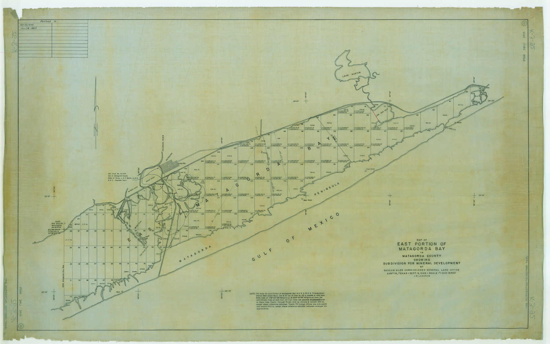 65809, Map of east portion of Matagorda Bay in Matagorda County showing subdivision for mineral development, General Map Collection