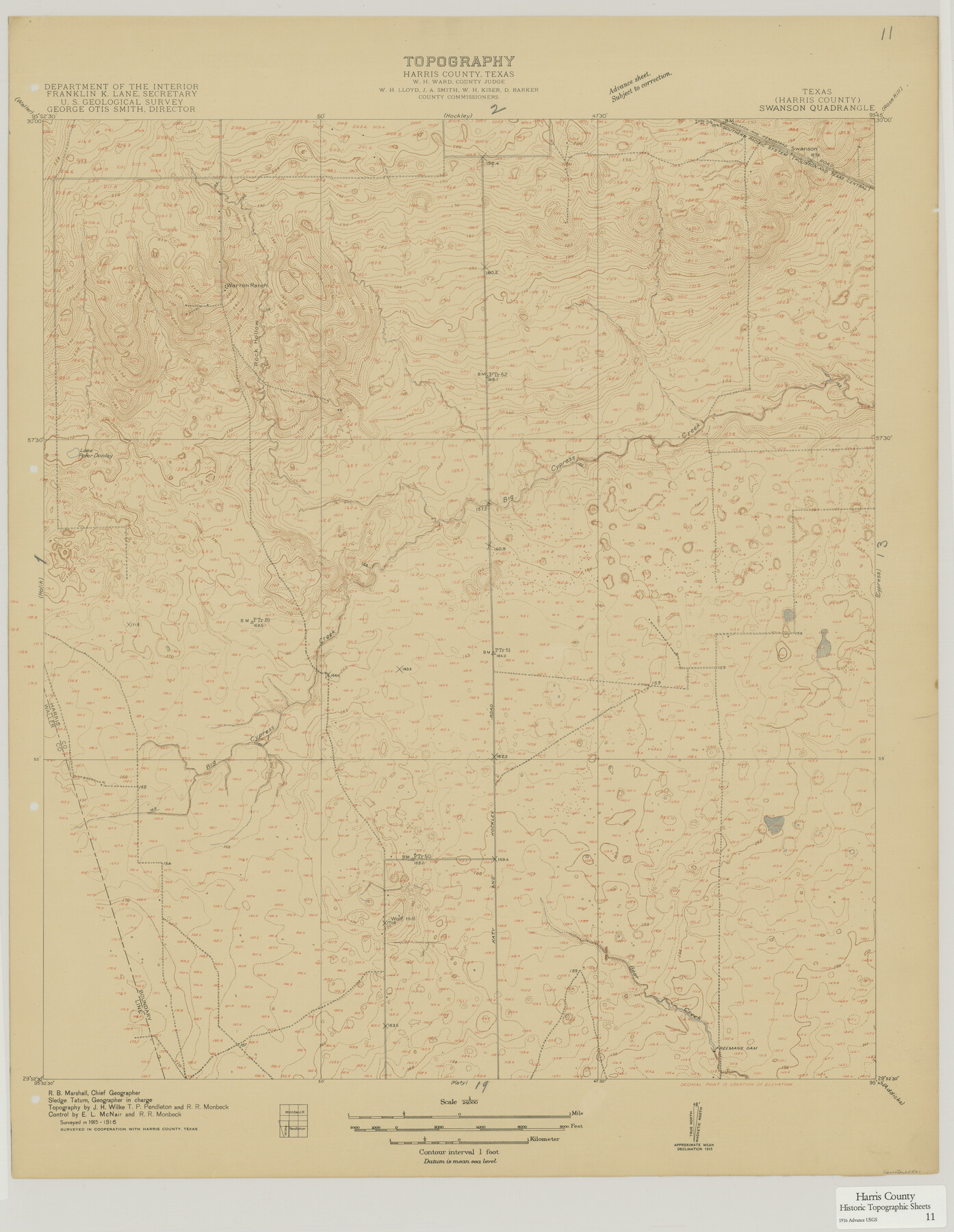 65821, Harris County Historic Topographic 11, General Map Collection