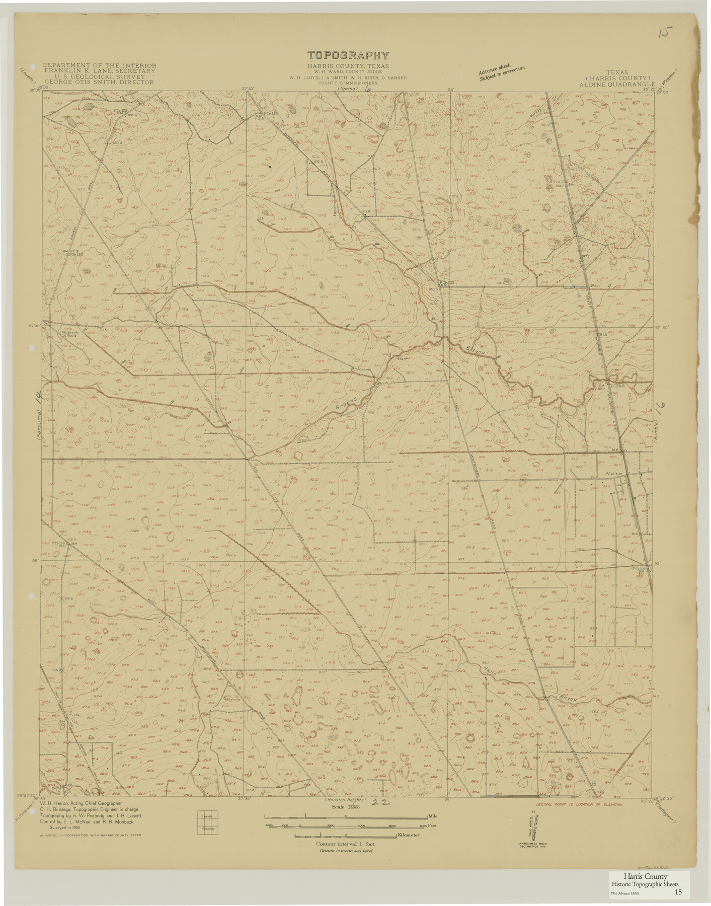 65825, Harris County Historic Topographic 15, General Map Collection