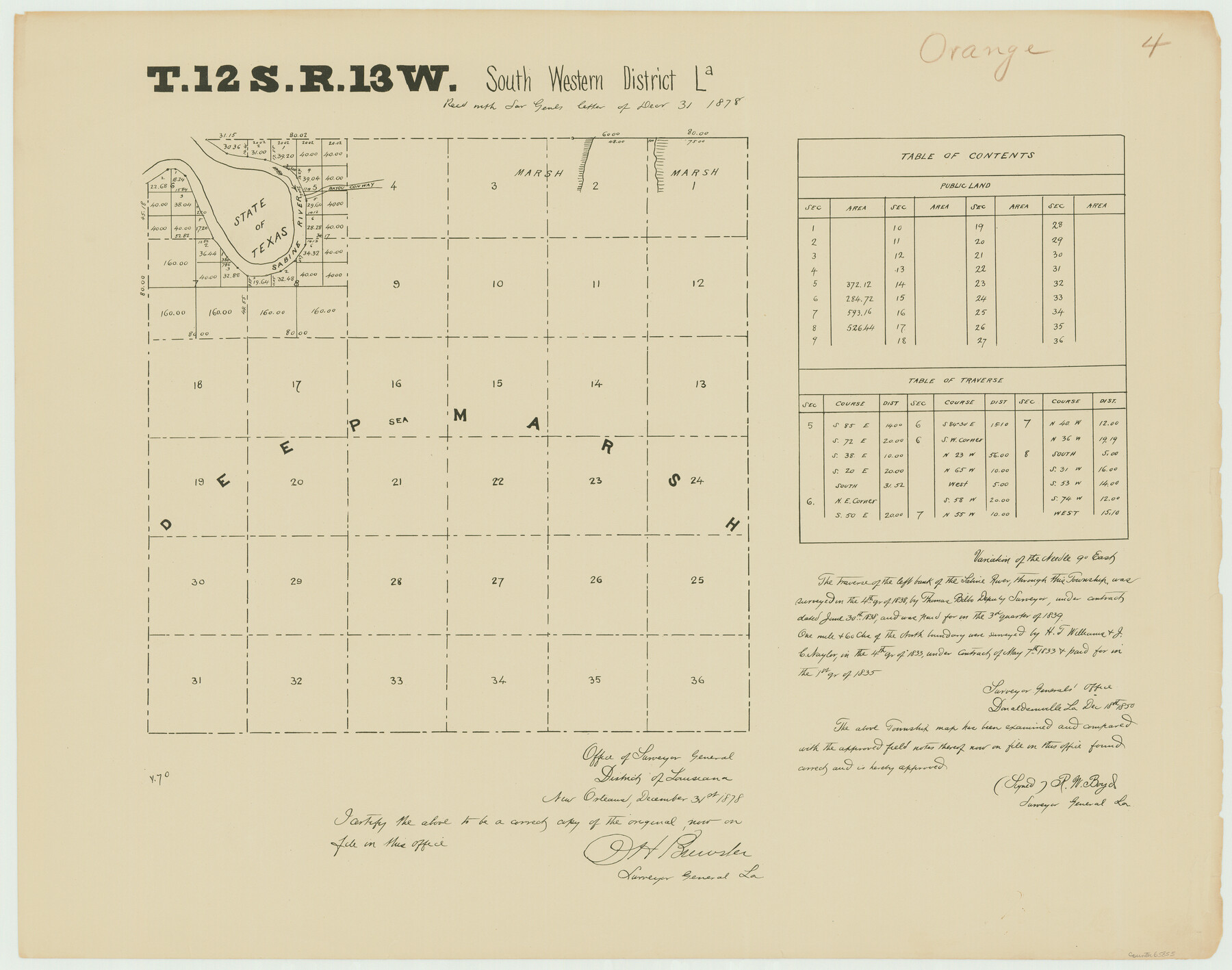 65855, Township 12 South Range 13 West, South Western District, Louisiana, General Map Collection