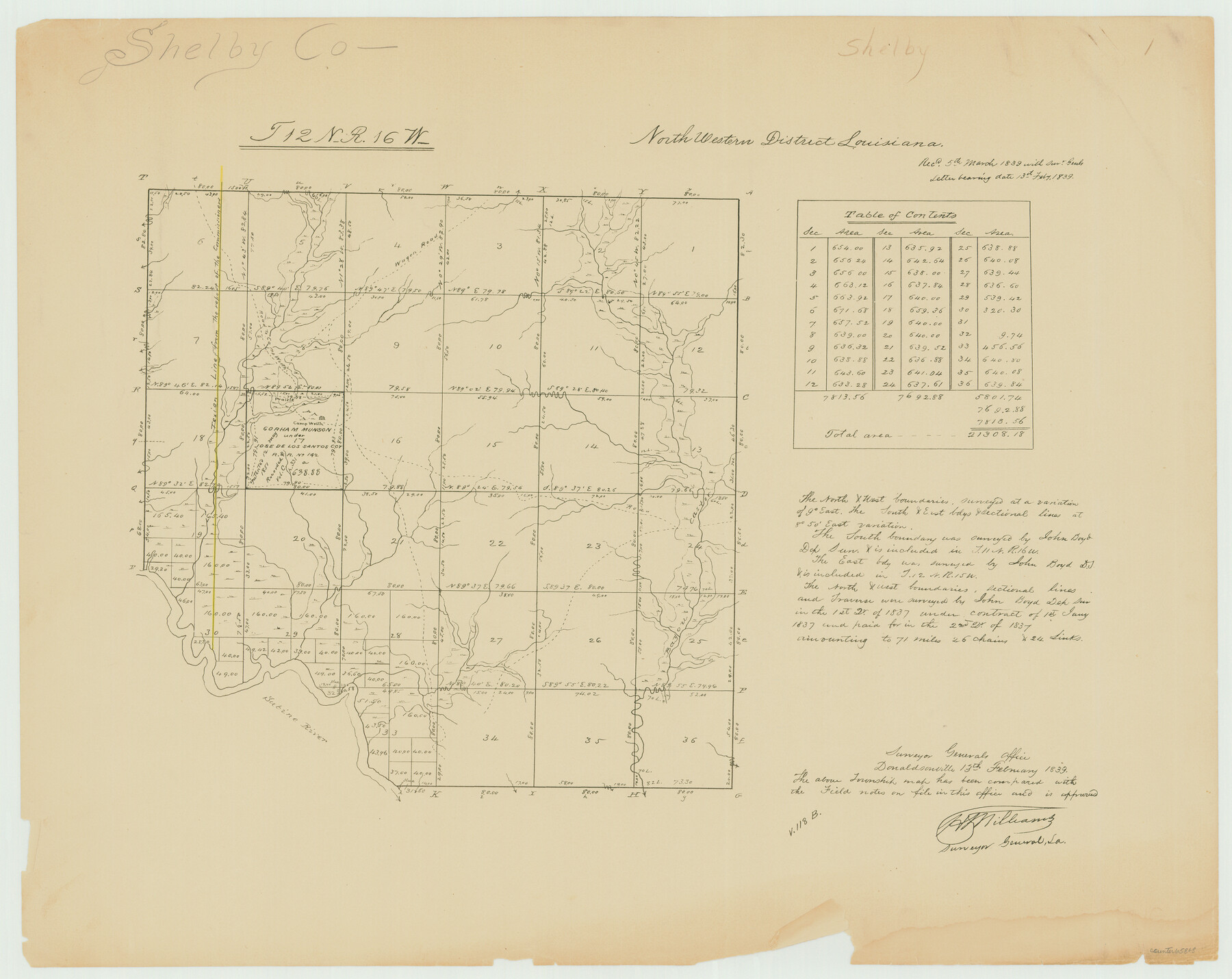 65868, Township 12 North Range 16 West, North Western District, Louisiana, General Map Collection