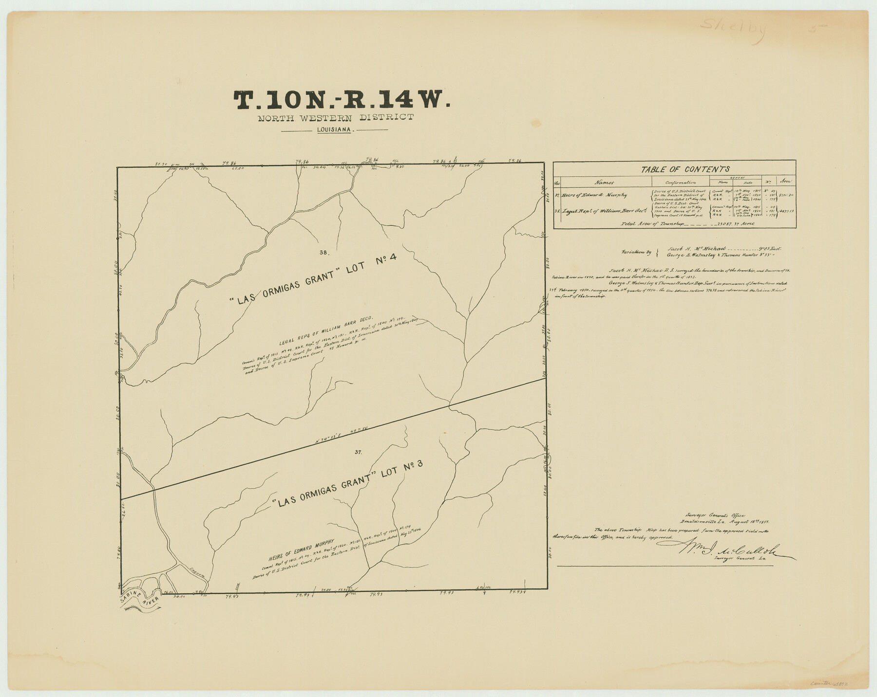 65872, Township 10 North Range 14 West, North Western District, Louisiana, General Map Collection