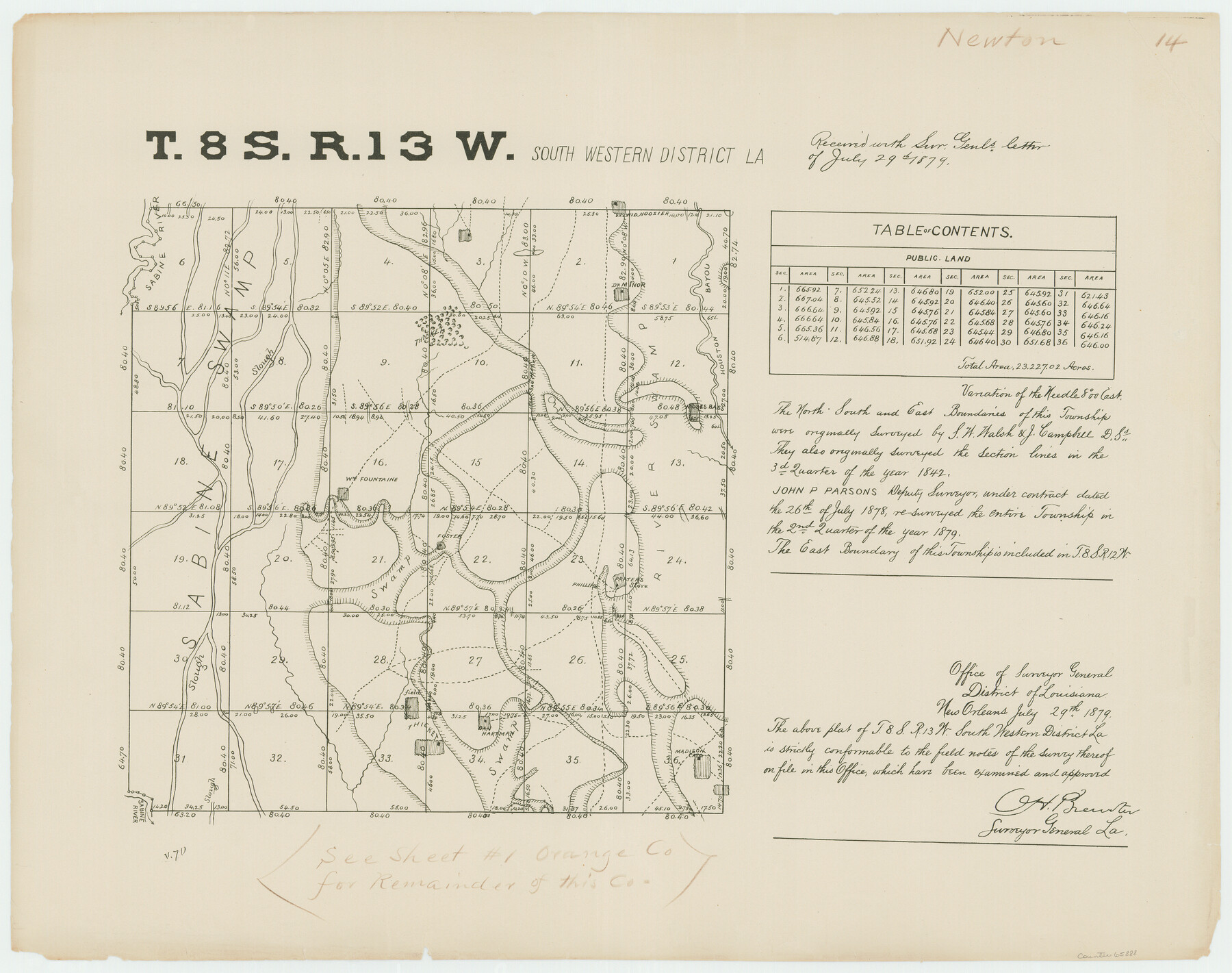 65888, Township 8 South Range 13 West, South Western District, Louisiana, General Map Collection