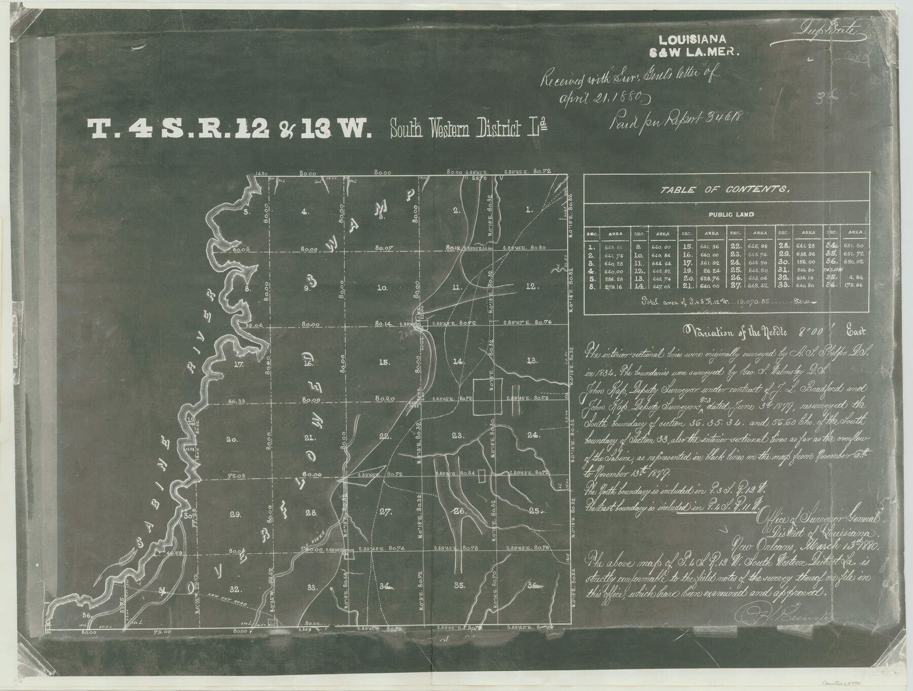 65890, Township 4 South Ranges 12 and 13  West, South Western District, Louisiana, General Map Collection