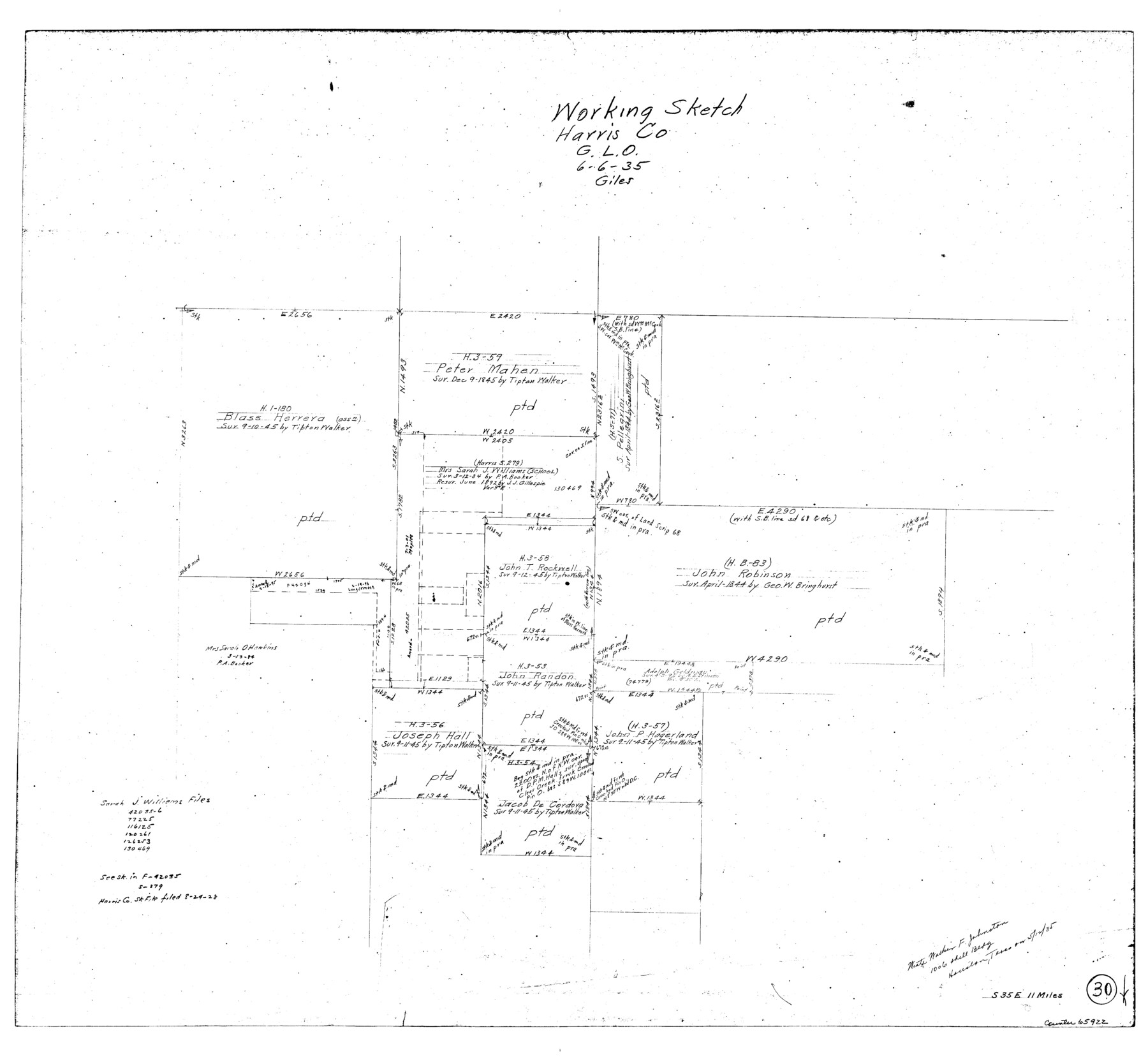 65922, Harris County Working Sketch 30, General Map Collection