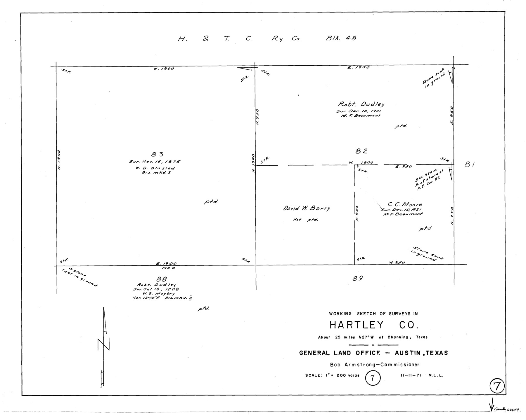 66057, Hartley County Working Sketch 7, General Map Collection