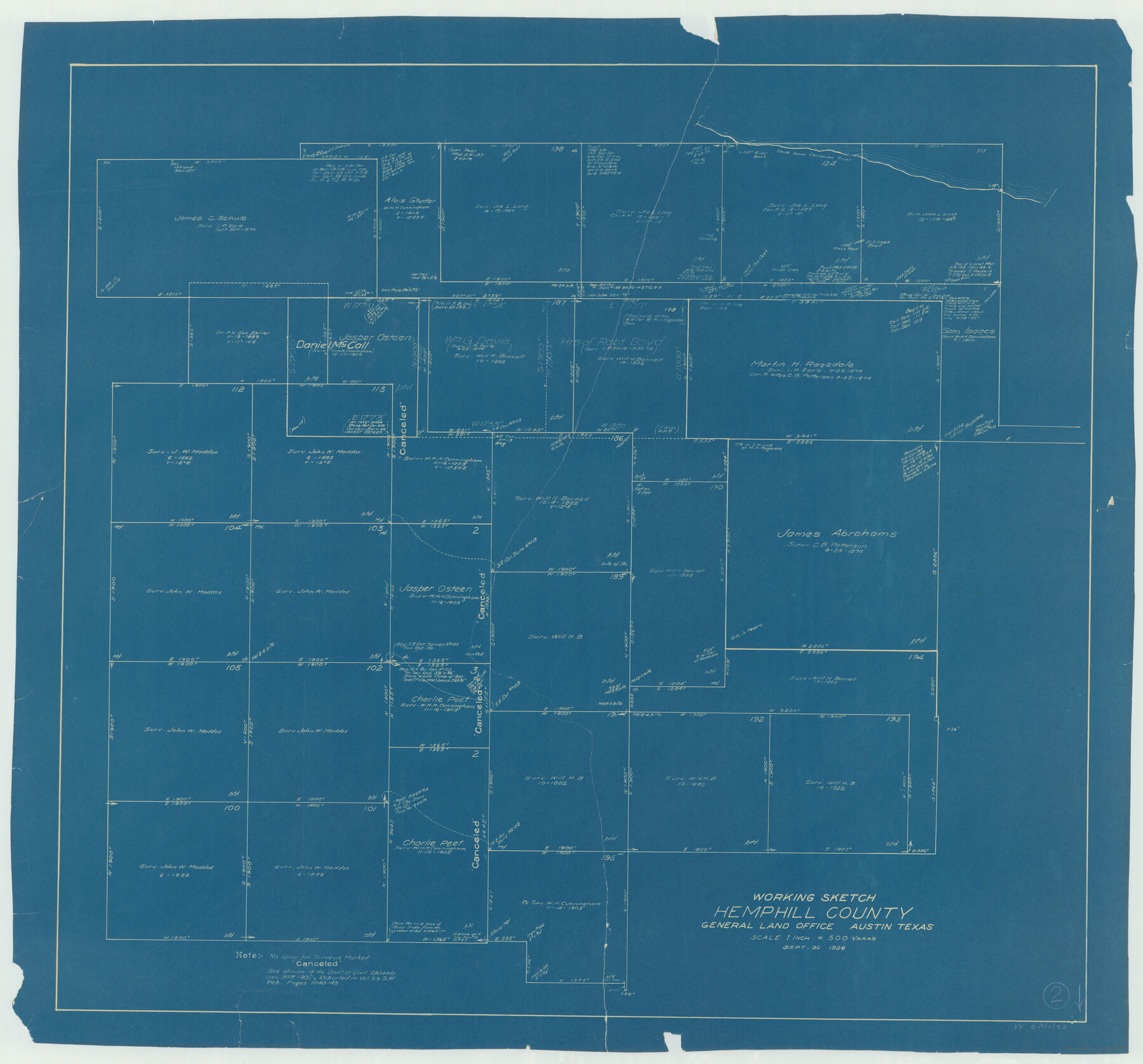 66097, Hemphill County Working Sketch 2, General Map Collection